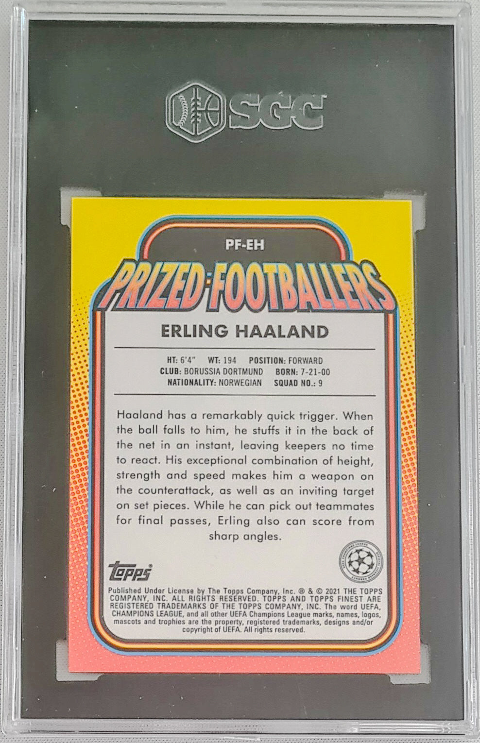 Erling Haaland SGC 9.5 - 2020 Topps Finest Prized Footballer