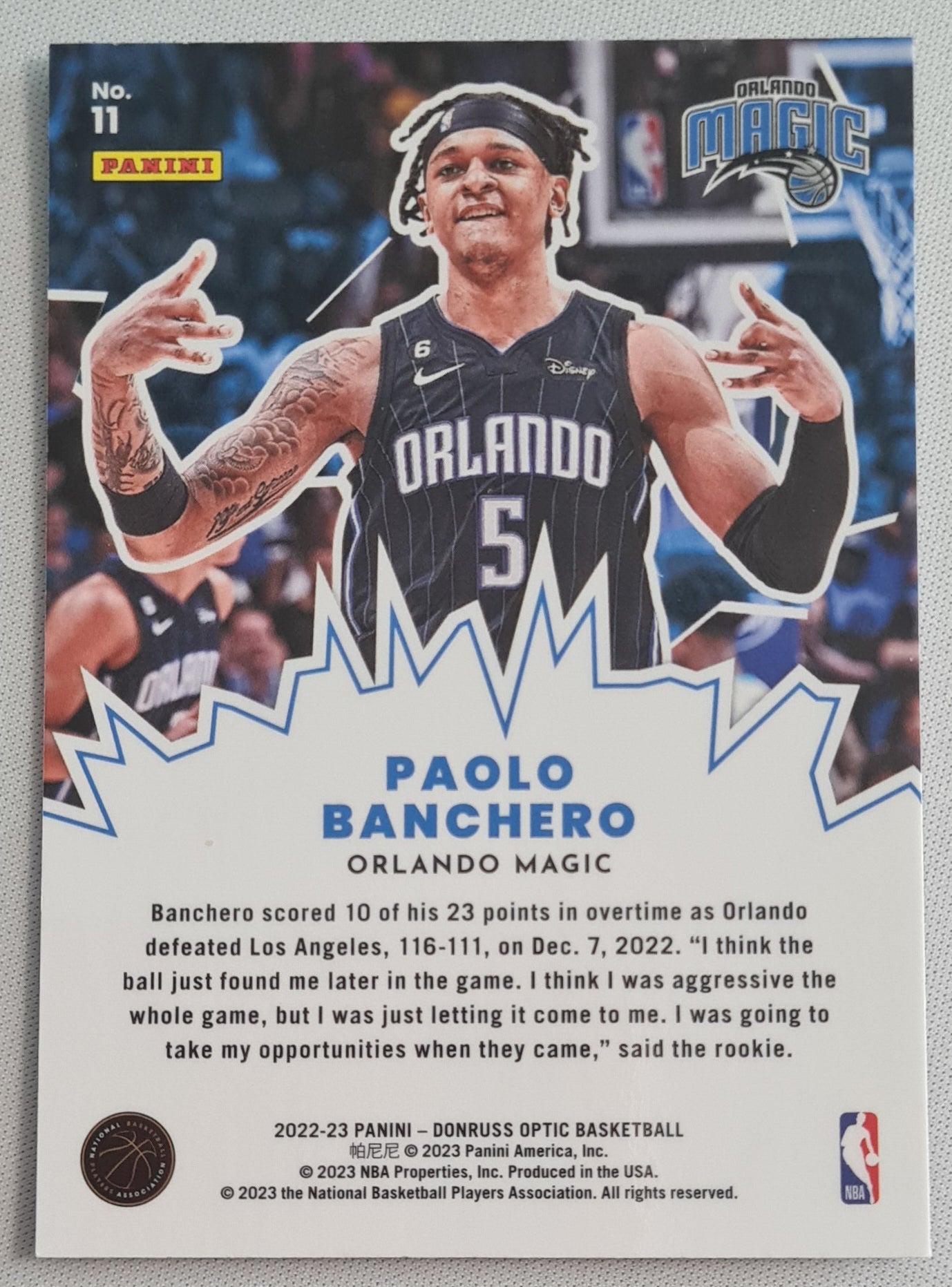 Paolo Banchero - 2022/23 Panini Donruss Optic MY HOUSE - Orlando Magic