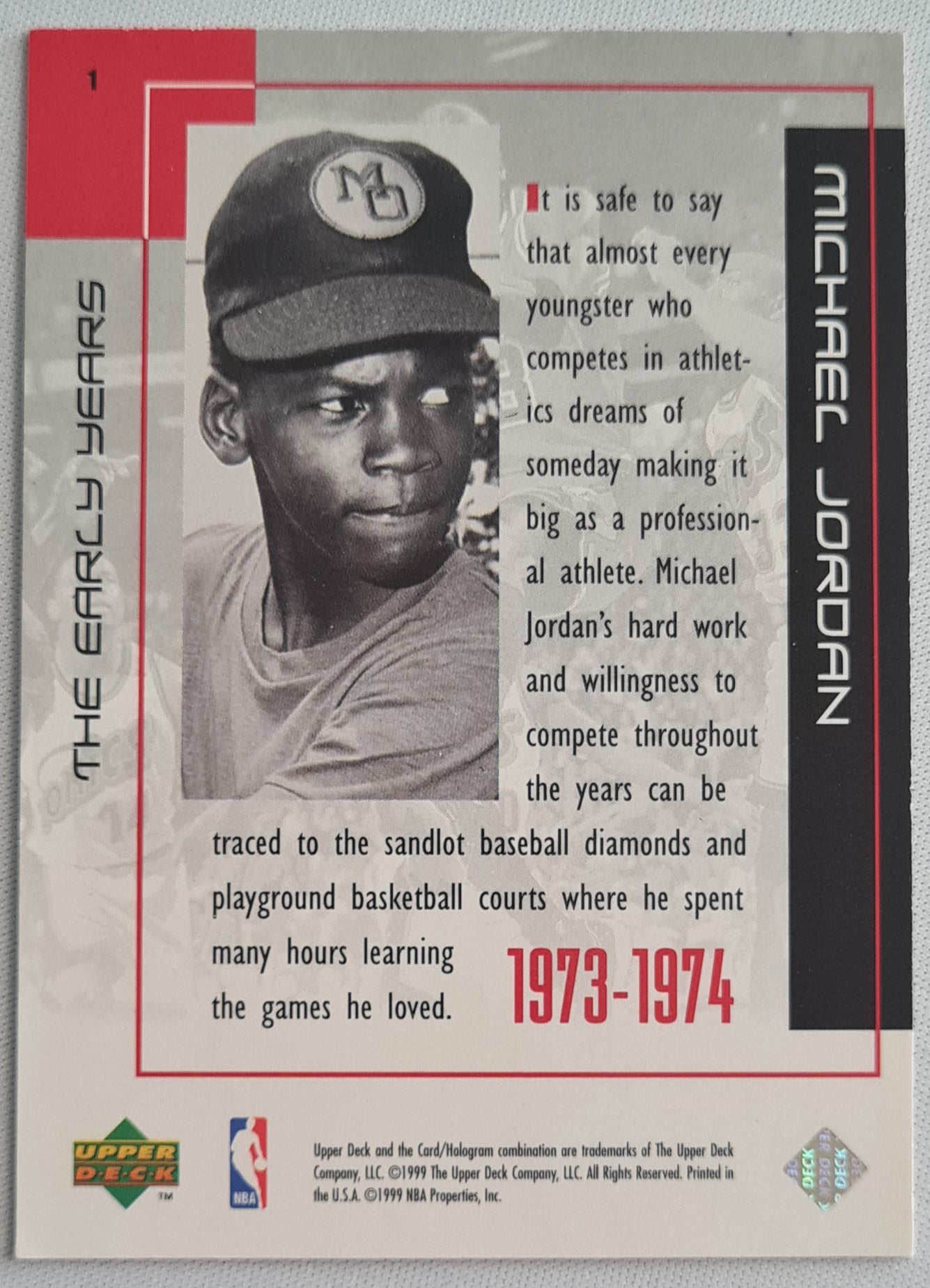 Michael Jordan - 1999 Upper Deck - 1973/74 "The Early Years"