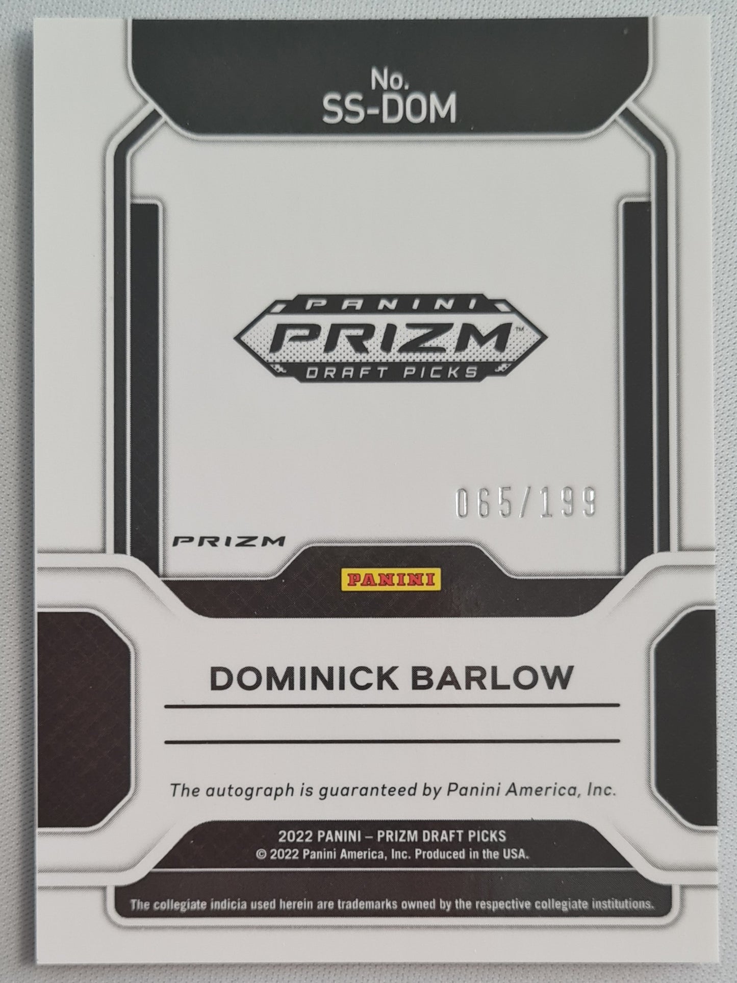 Dominick Barlow - 2022 Panini Prizm Draft Picks - Red /199 Auto