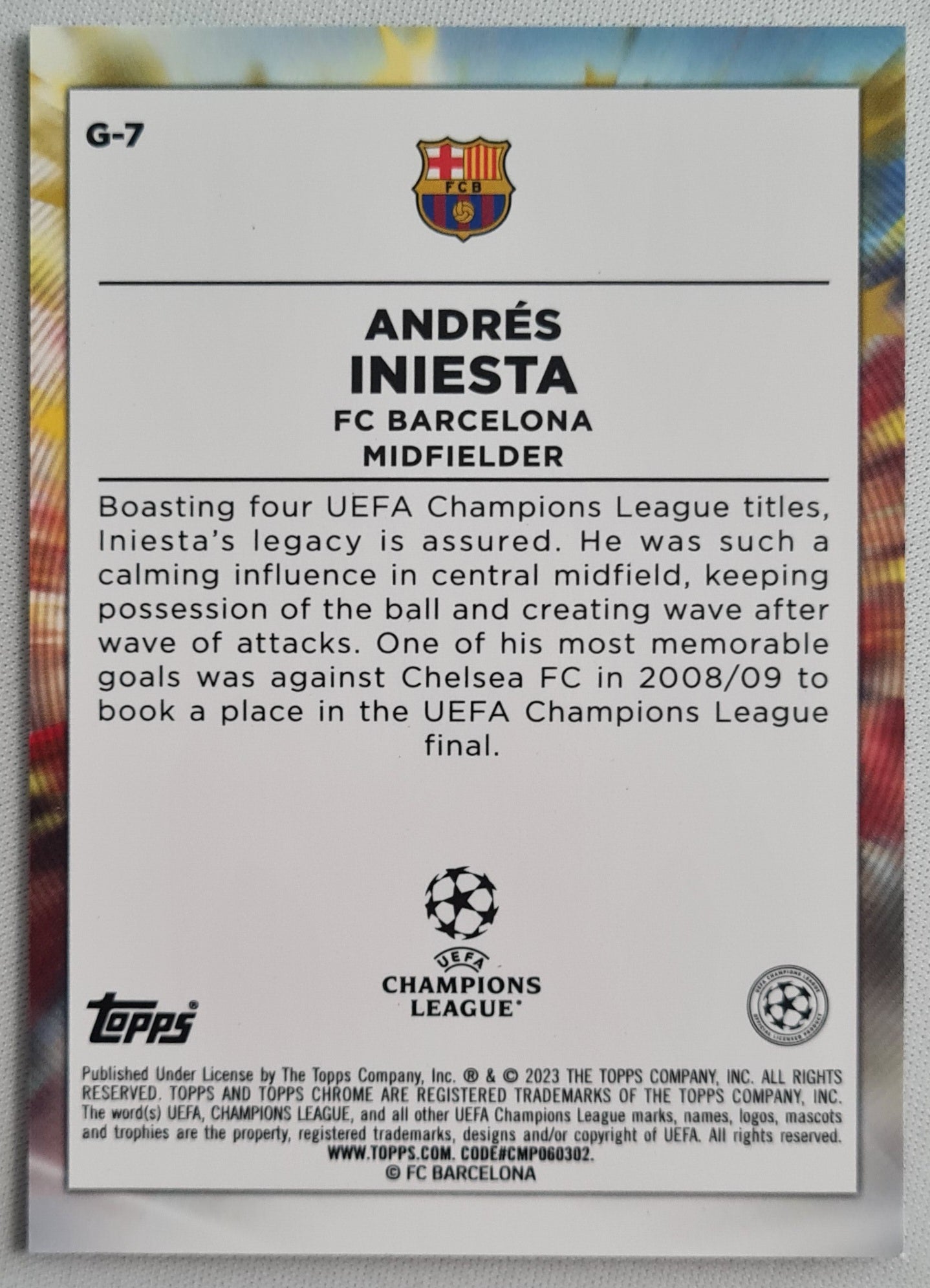 Andres Iniesta - 2023 Topps Chrome - GOLAZO - FC Barcelona