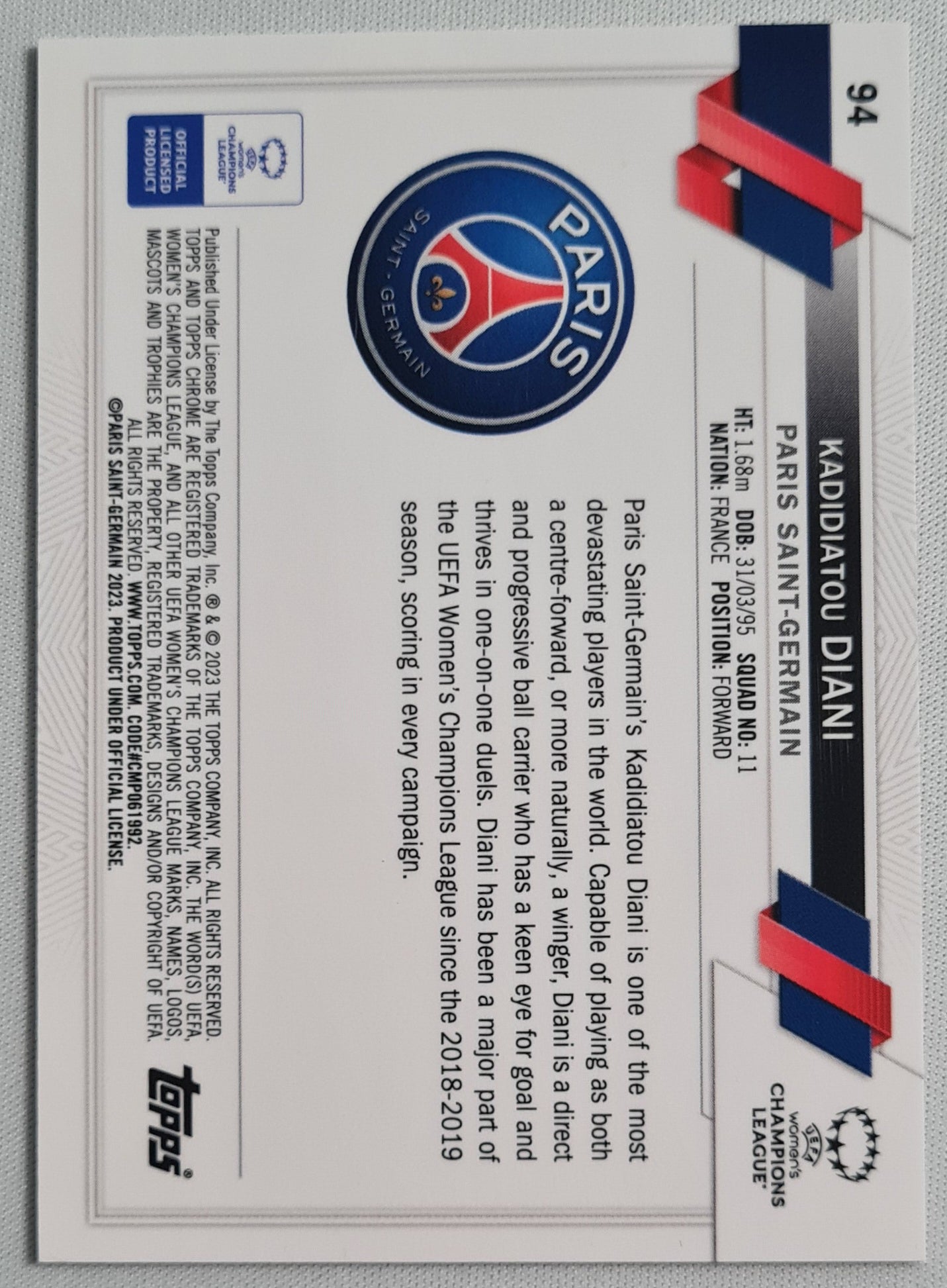 Kadidiatou Diani -2023 Topps Chrome Women CL - Rose Gold Mojo /125