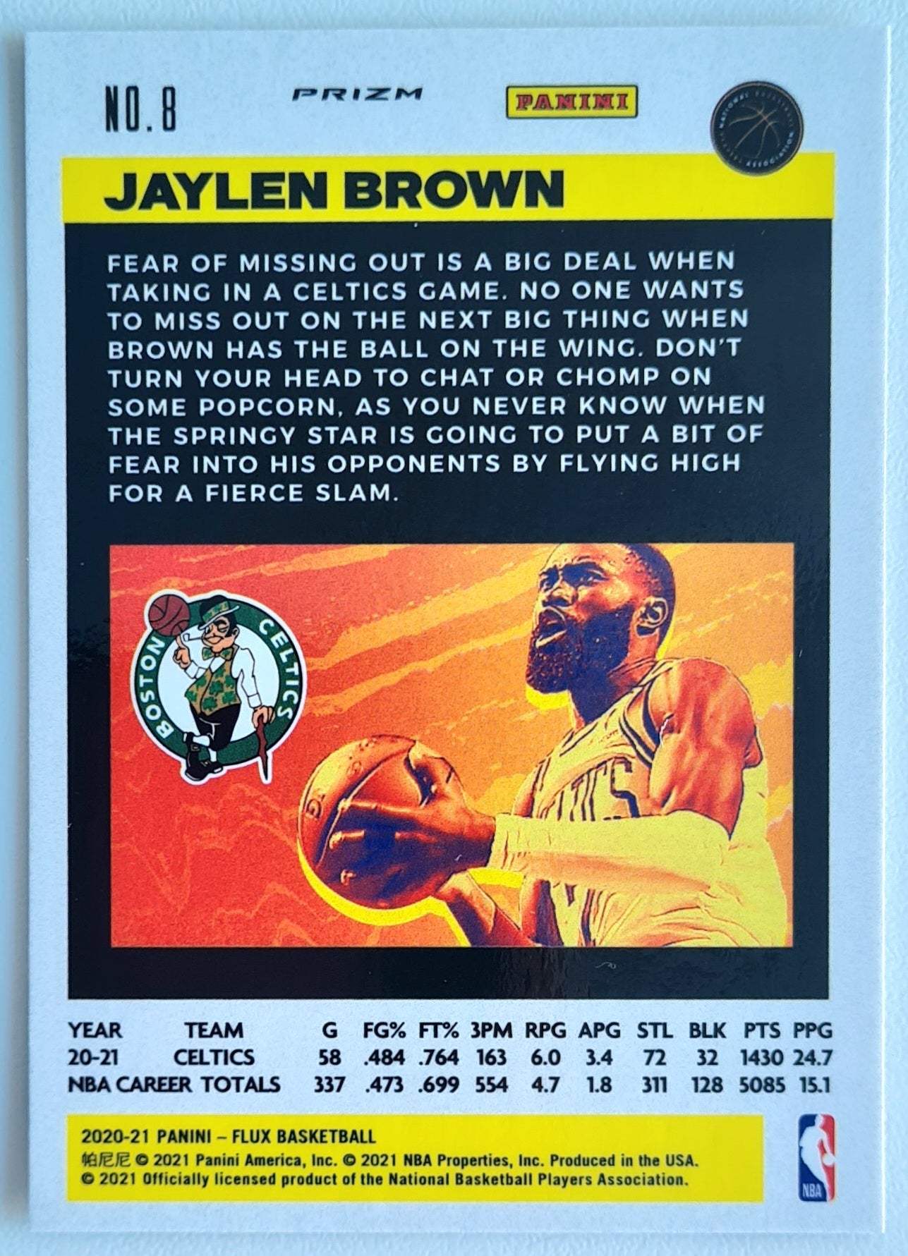 Jaylen Brown - 2020 Panini Flux Silver Cracked Ice Boston Celtics #8