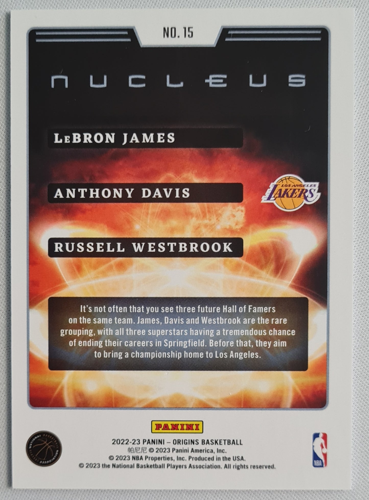 Lebron James / Anthony Davis / Russell Westbrook - 2022 Panini Origins Nucleus