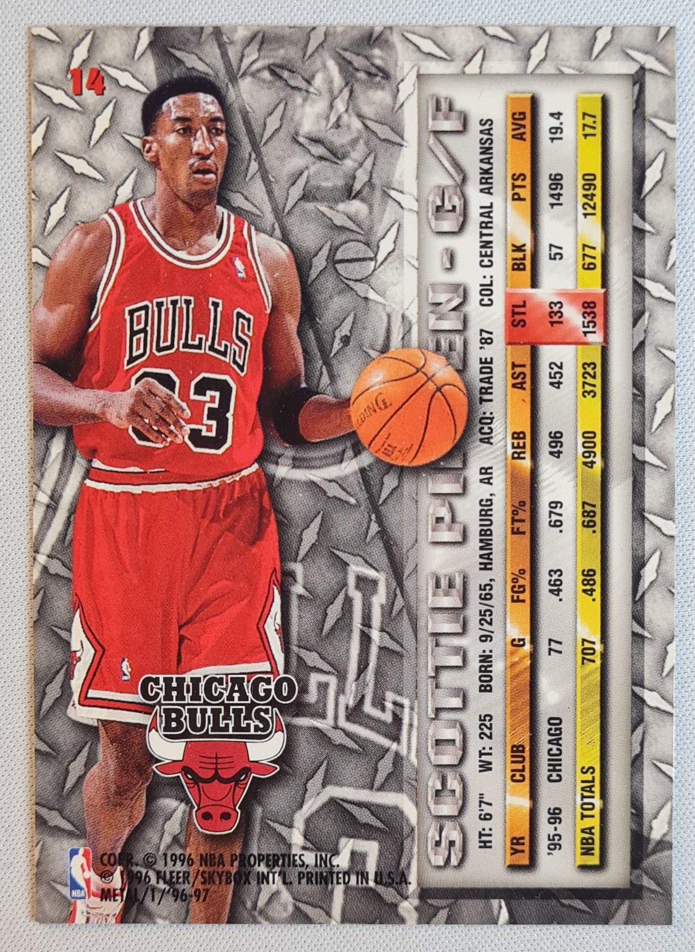 Scottie Pippen - 1996 Fleer Metal Skybox - Chicago Bulls #14 NBA