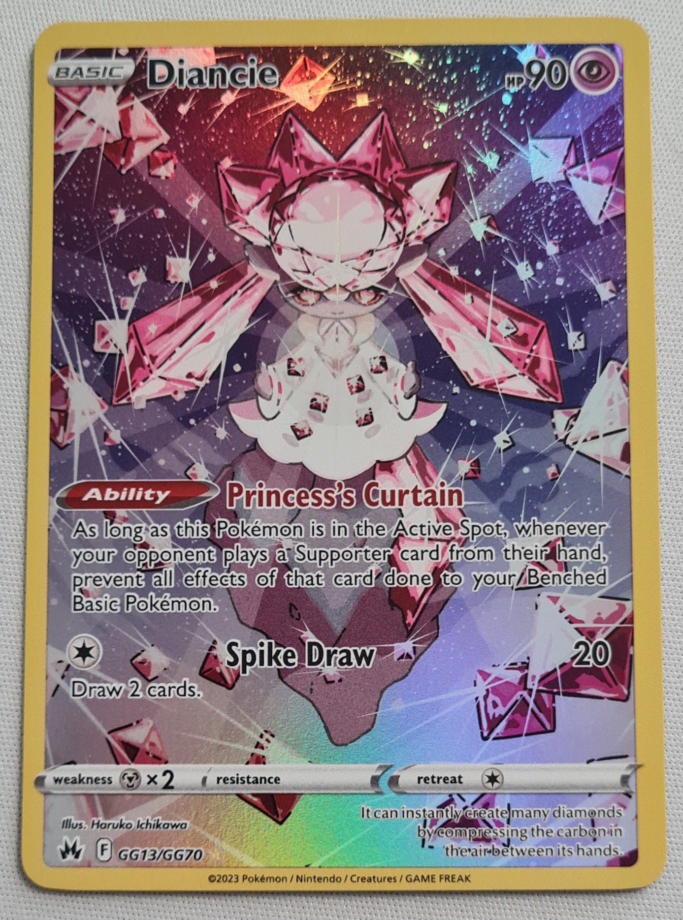 Diancie - 2023 Pokemon GG13/GG70 Crown Zenith Galarian Gallery Holo Pokemon TCG Card NM