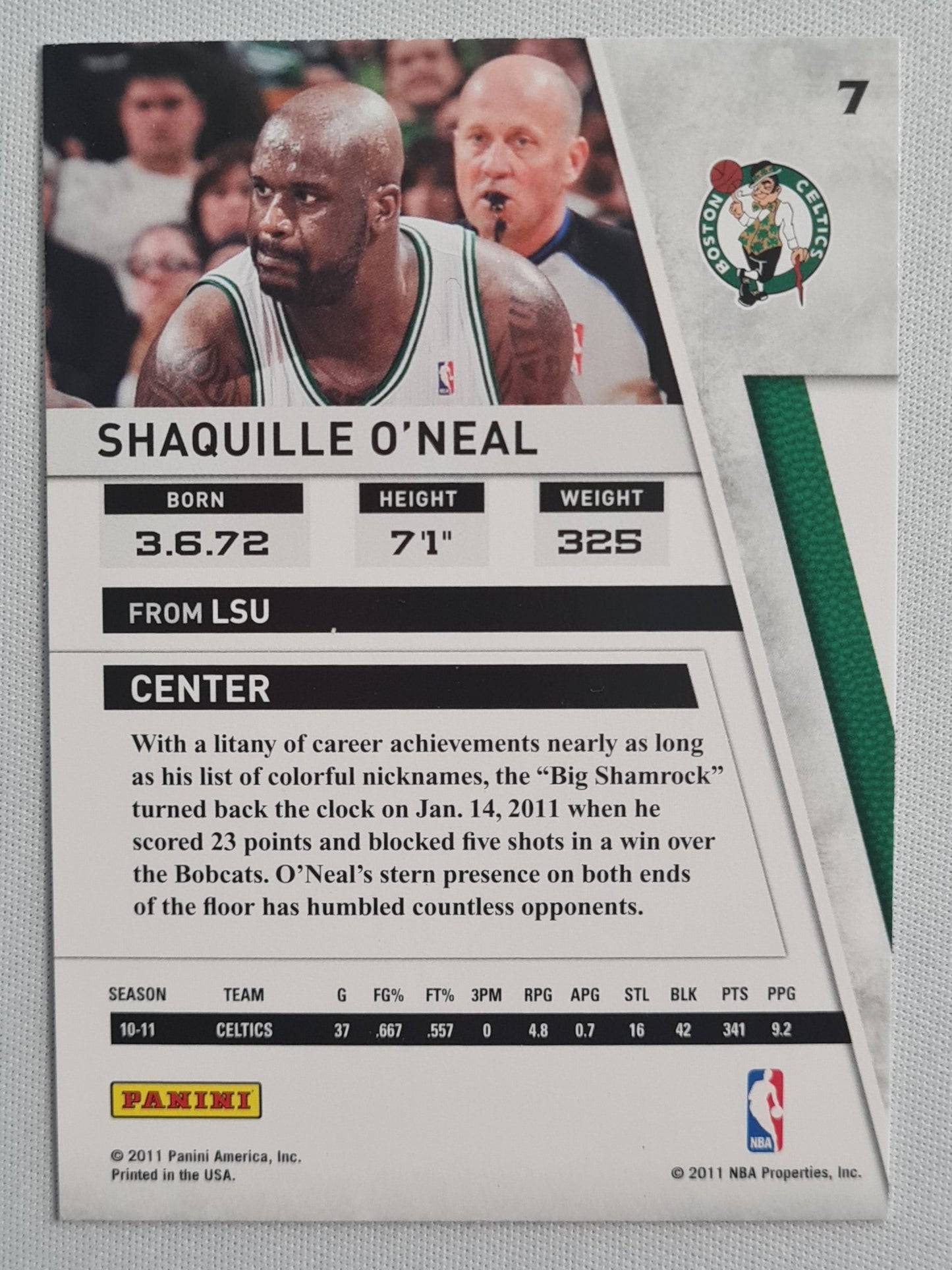 Shaquille O'Neal - 2011 Panini Season Update - Boston Celtics (from LSU) #7