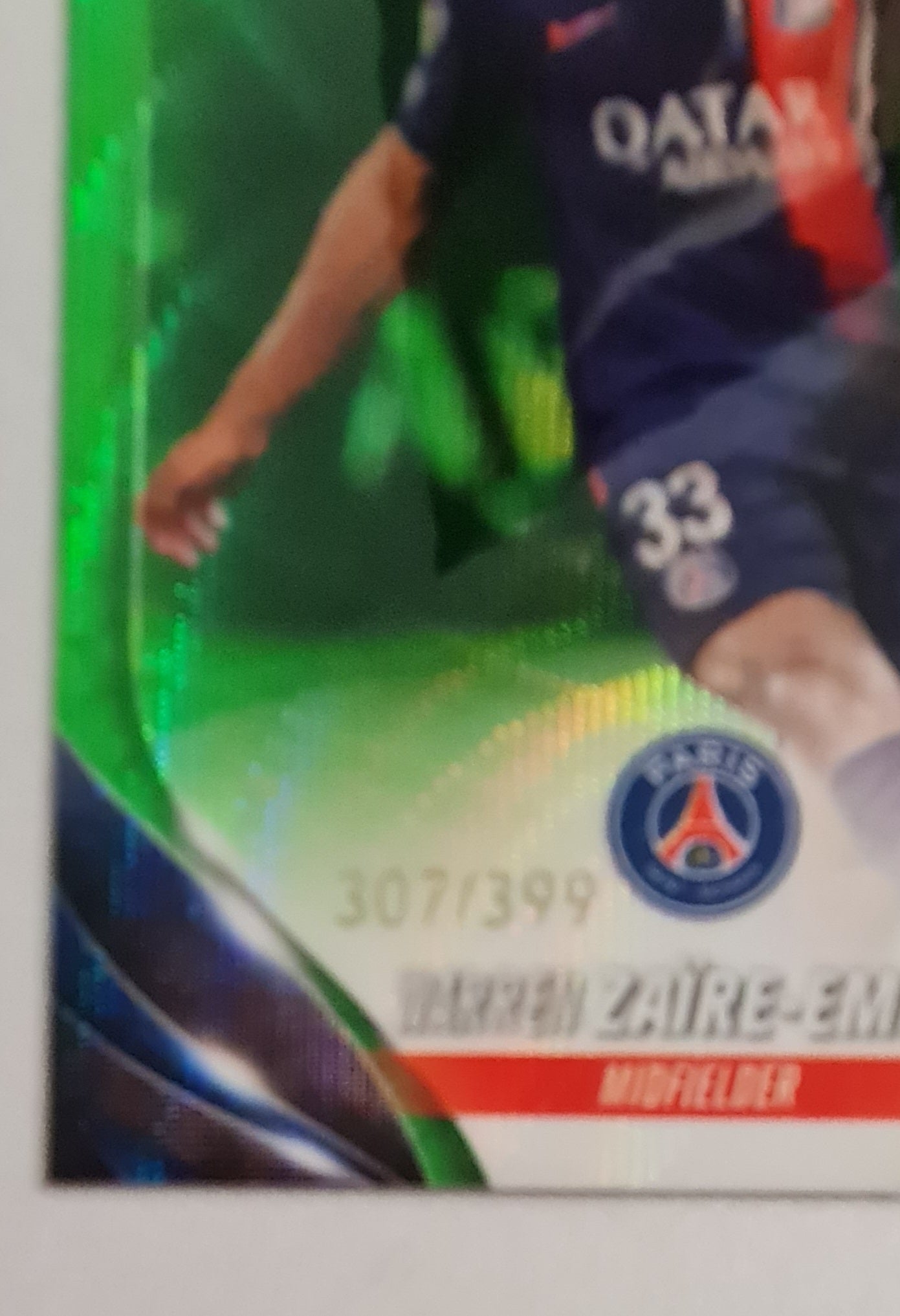 Warren Zaire-Emery - 2024 Topps Chrome Future Stars /399 Paris Saint Germain #159 Green Wave