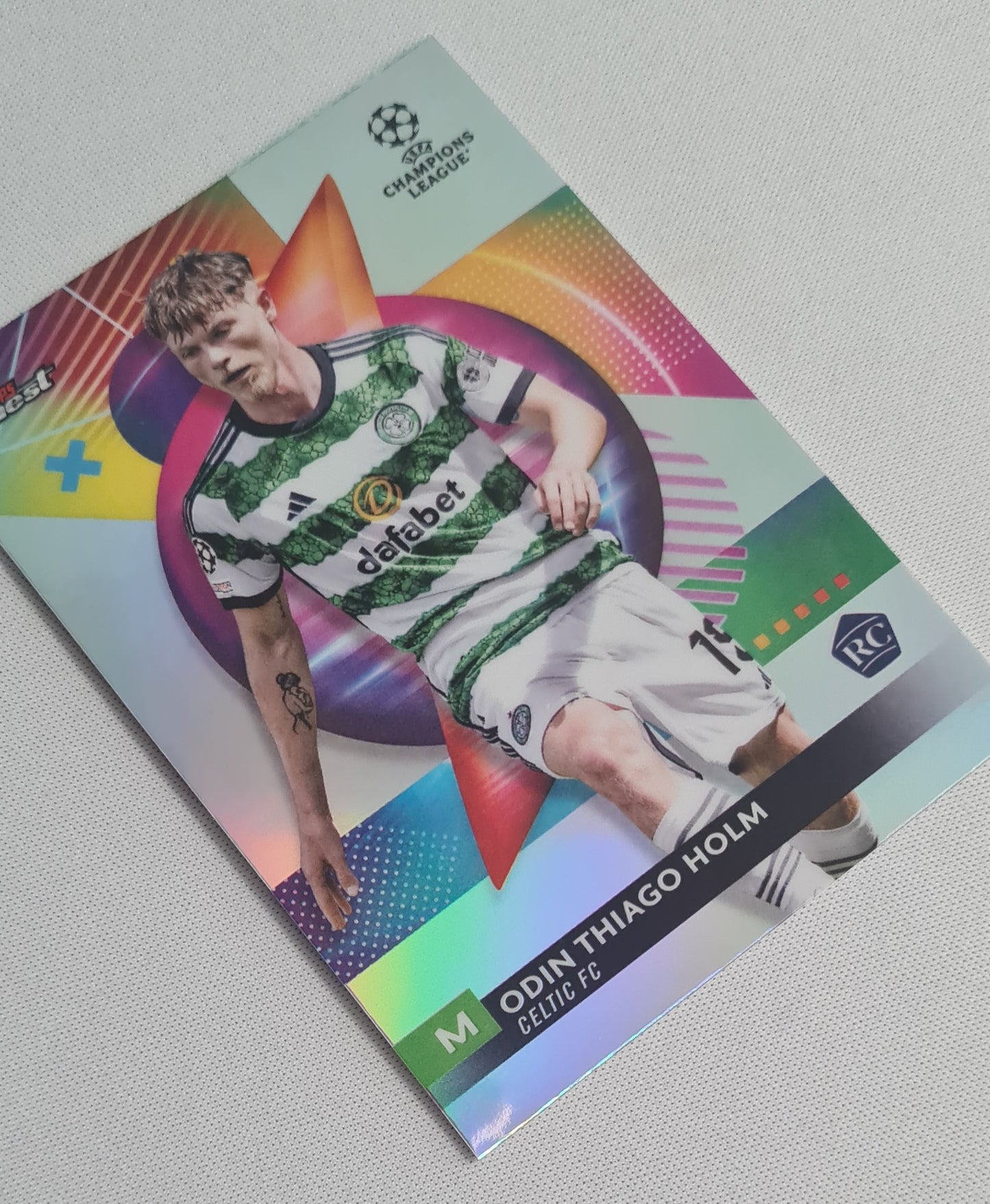 Odin Thiago Holm - 2024 Topps Finest Celtic FC #27 (RC) Champions League - Halo Refractor