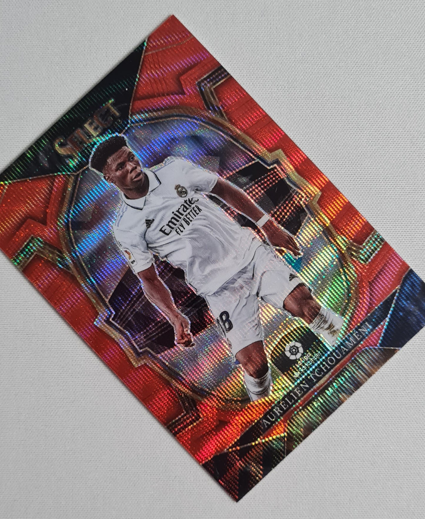 Aurelien Tchouameni - 2022 Panini Select La Liga Soccer # 71 Red Mojo Prizm