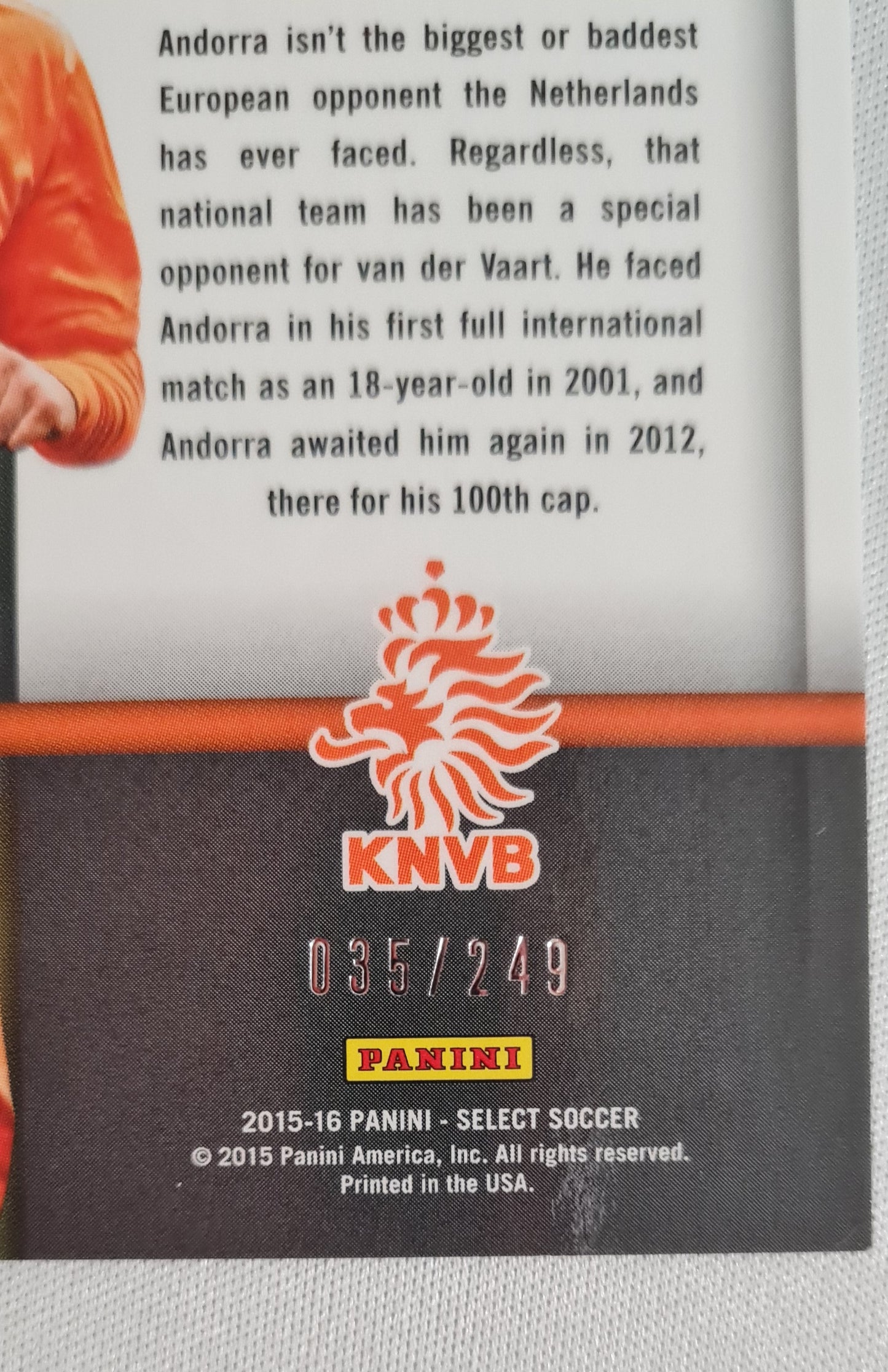 Rafael van der Vaart - 2015/16 Panini Select Soccer - KNVB #49 National Pride Camo /249