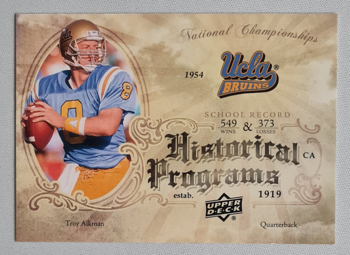 Troy Aikman - 2011 Upper Deck Football "Historical Programs" UCLA HOF QB