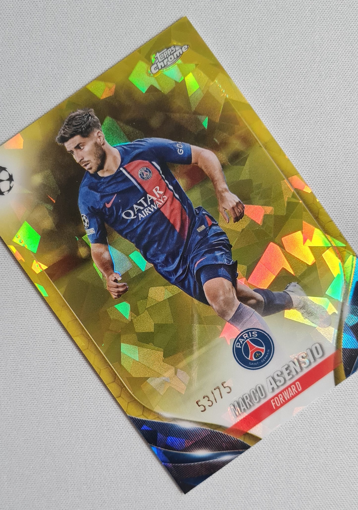 Marco Asensio - 2024 Topps Chrome PSG #97 Yellow Refractor /75