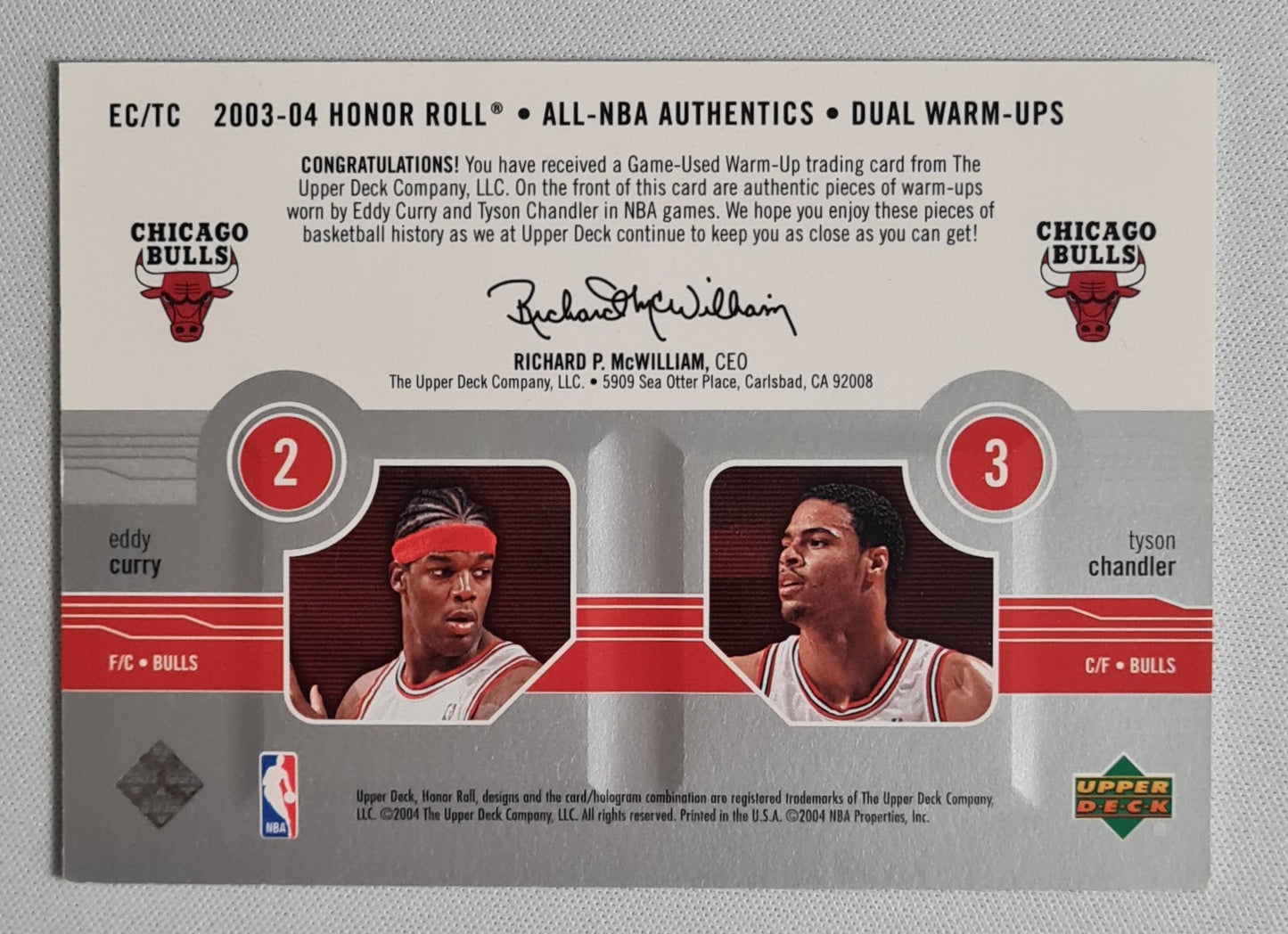 Eddy Curry Tyson Chandler - 2003 Honor Roll All-NBA Authentics Dual Warm-Ups Chicago Bulls