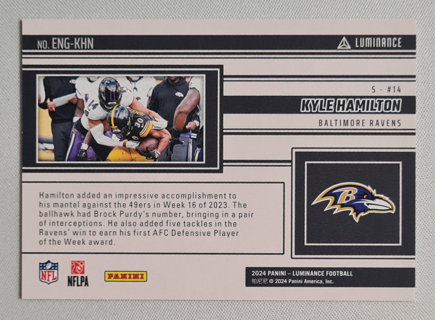 Kyle Hamilton - 2024 Panini Luminance Football Engaged #ENG-KHN Baltimore Ravens