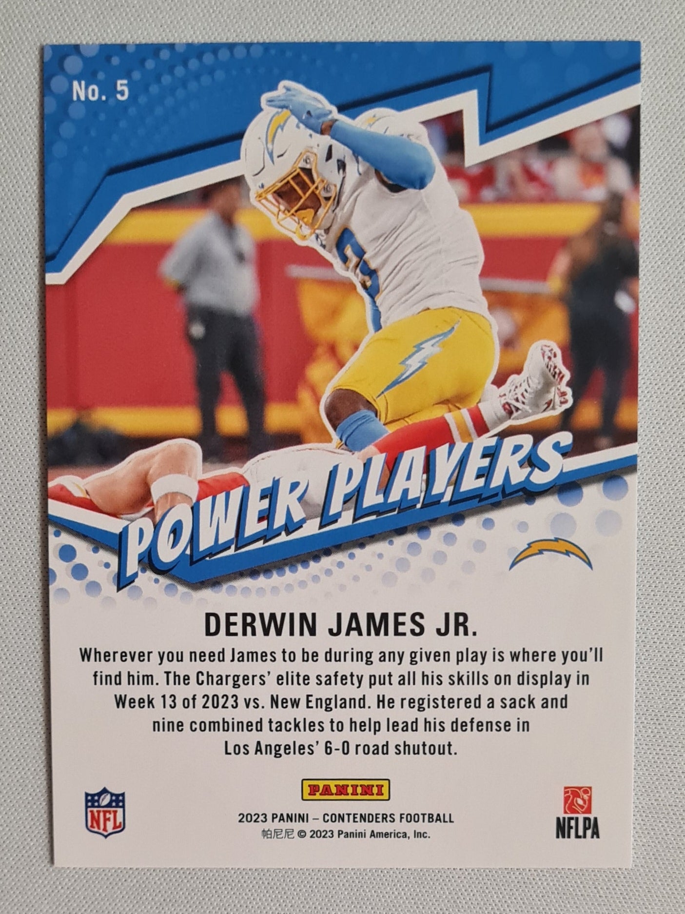 Derwin James Jr. - 2023 Panini Contenders Football #5 Power Players L.A. Chargers