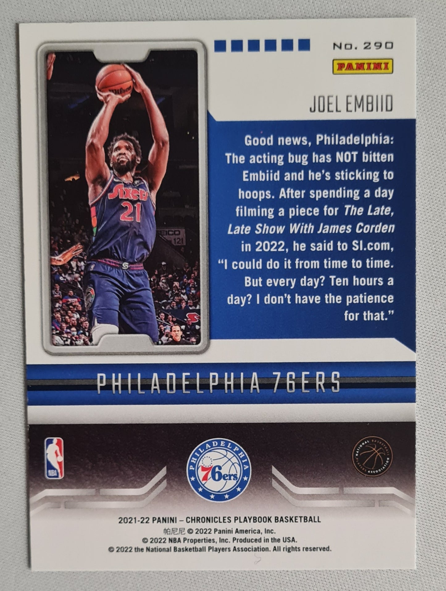Joel Embiid - 2021/22 Panini Chronicles Playbook #290