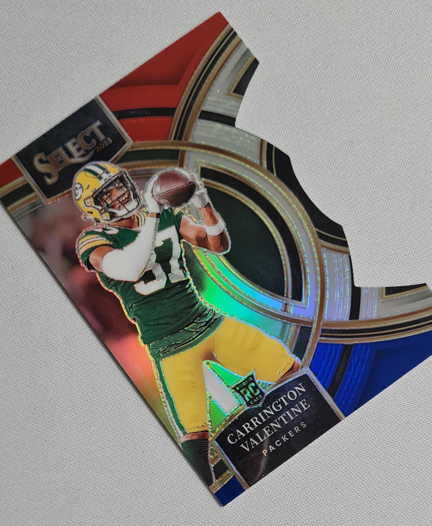 Carrington Valentine - 2023 Panini Select Red & Blue Premier Level Die Cut #118 Green Bay Packers