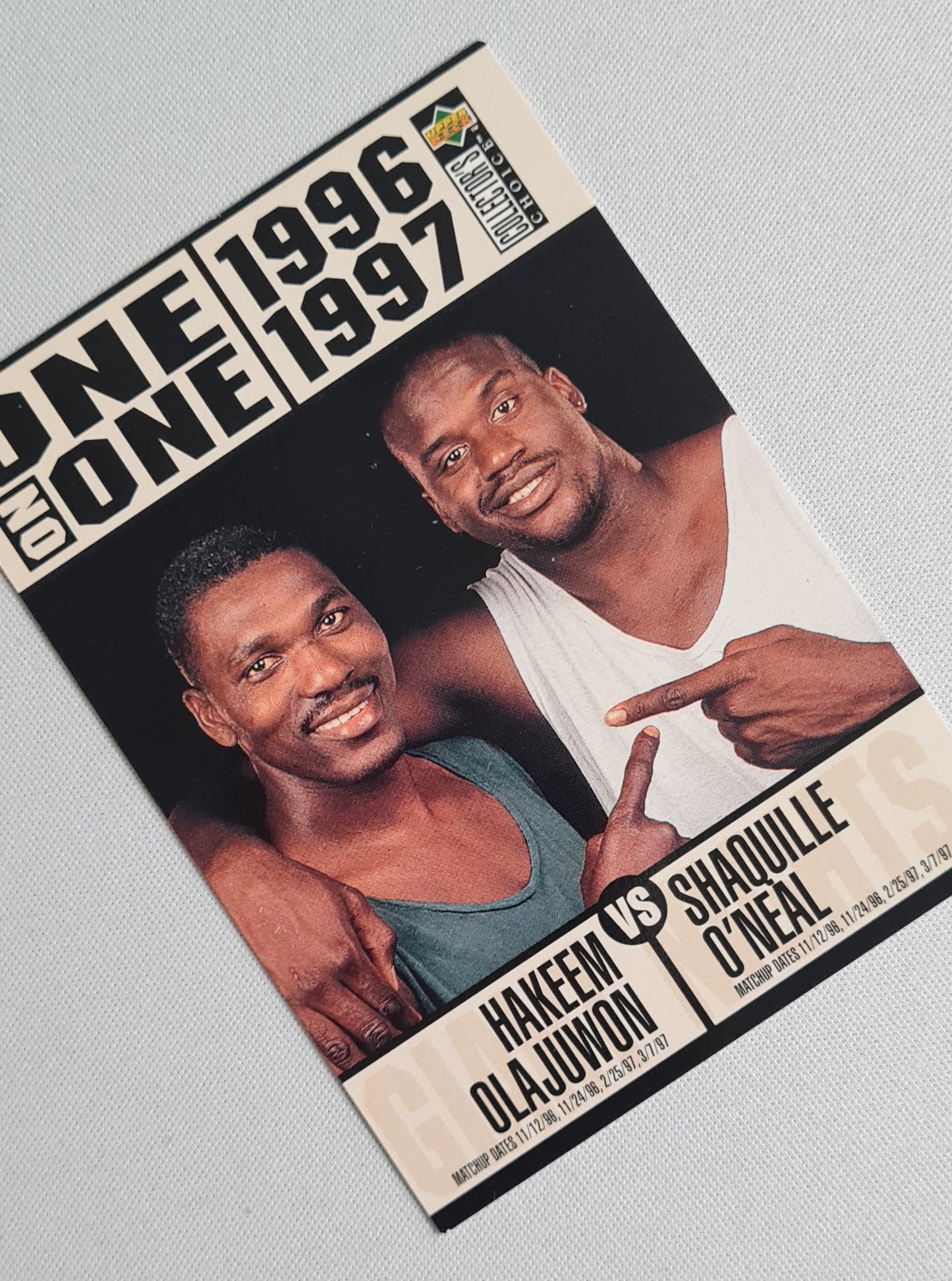 Hakeem Olajuwon vs Shaquille O'Neal - 1996/97 Upper Deck Collector's Choice One on One #357