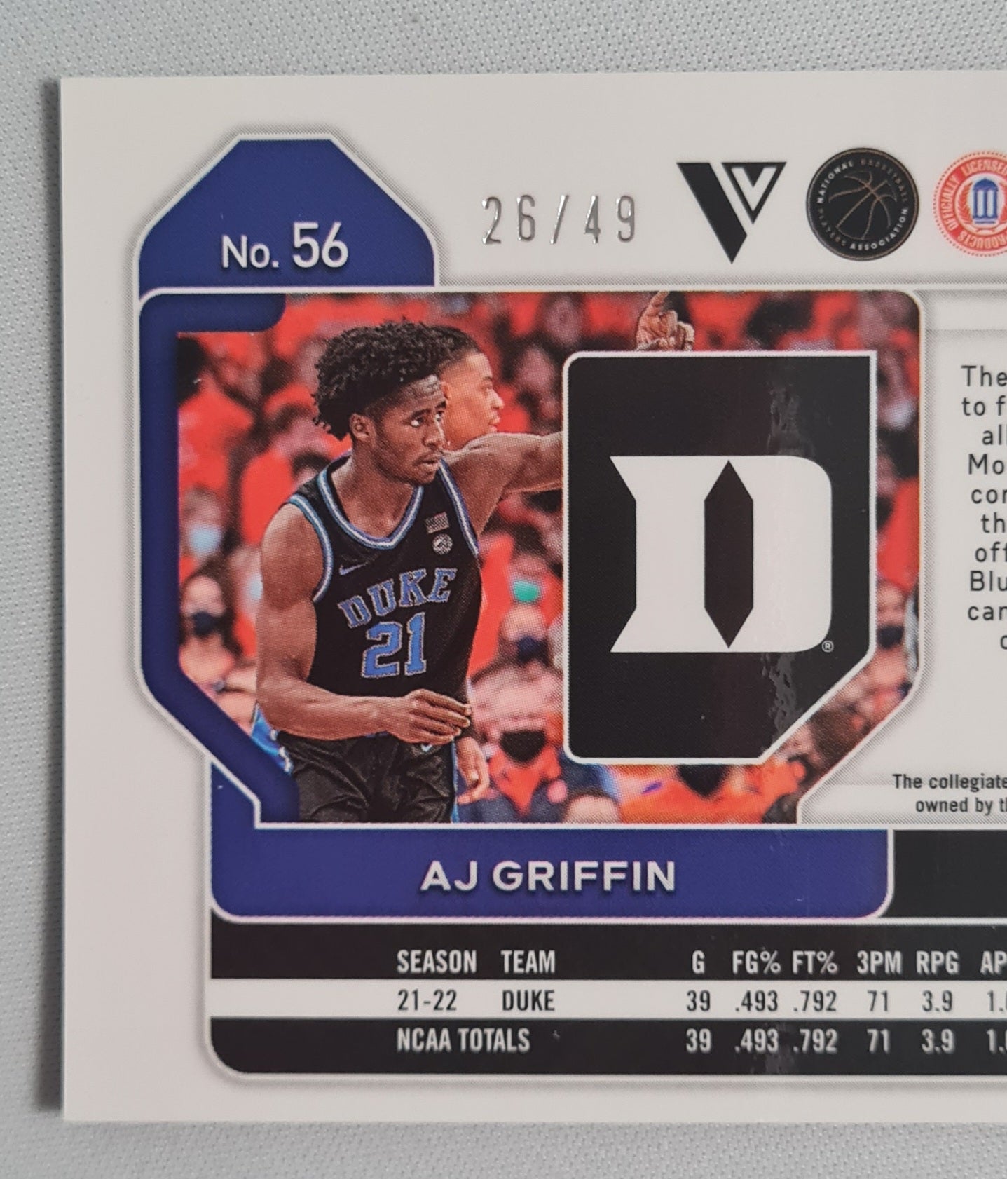 AJ Griffin - 2022 Panini Prizm Draft Picks Duke University #56 (RC) /49