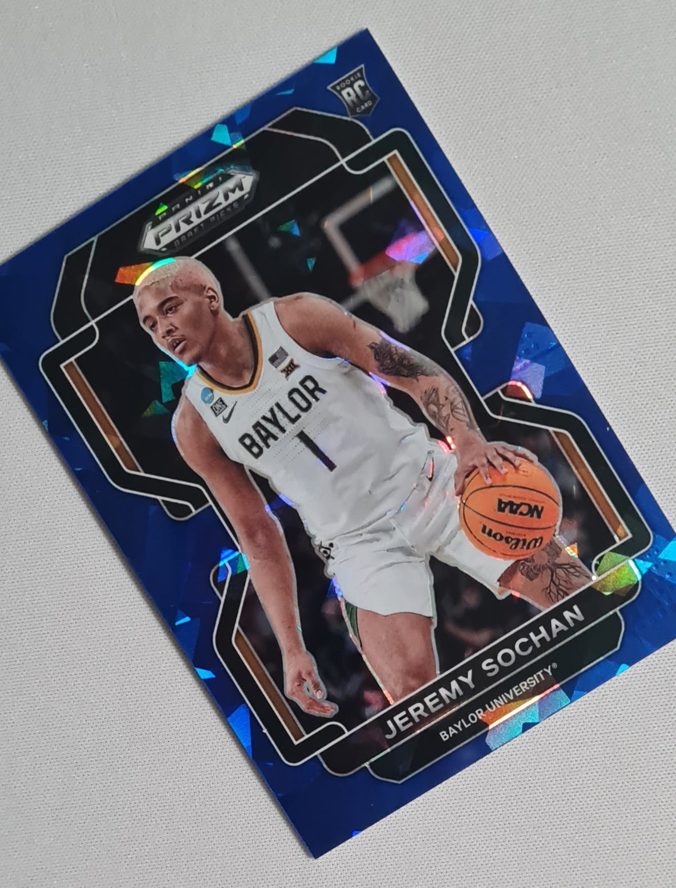 Jeremy Sochan - 2022 Panini Draft Picks Baylor University #61 Blue Cracked Ice Prizm /99