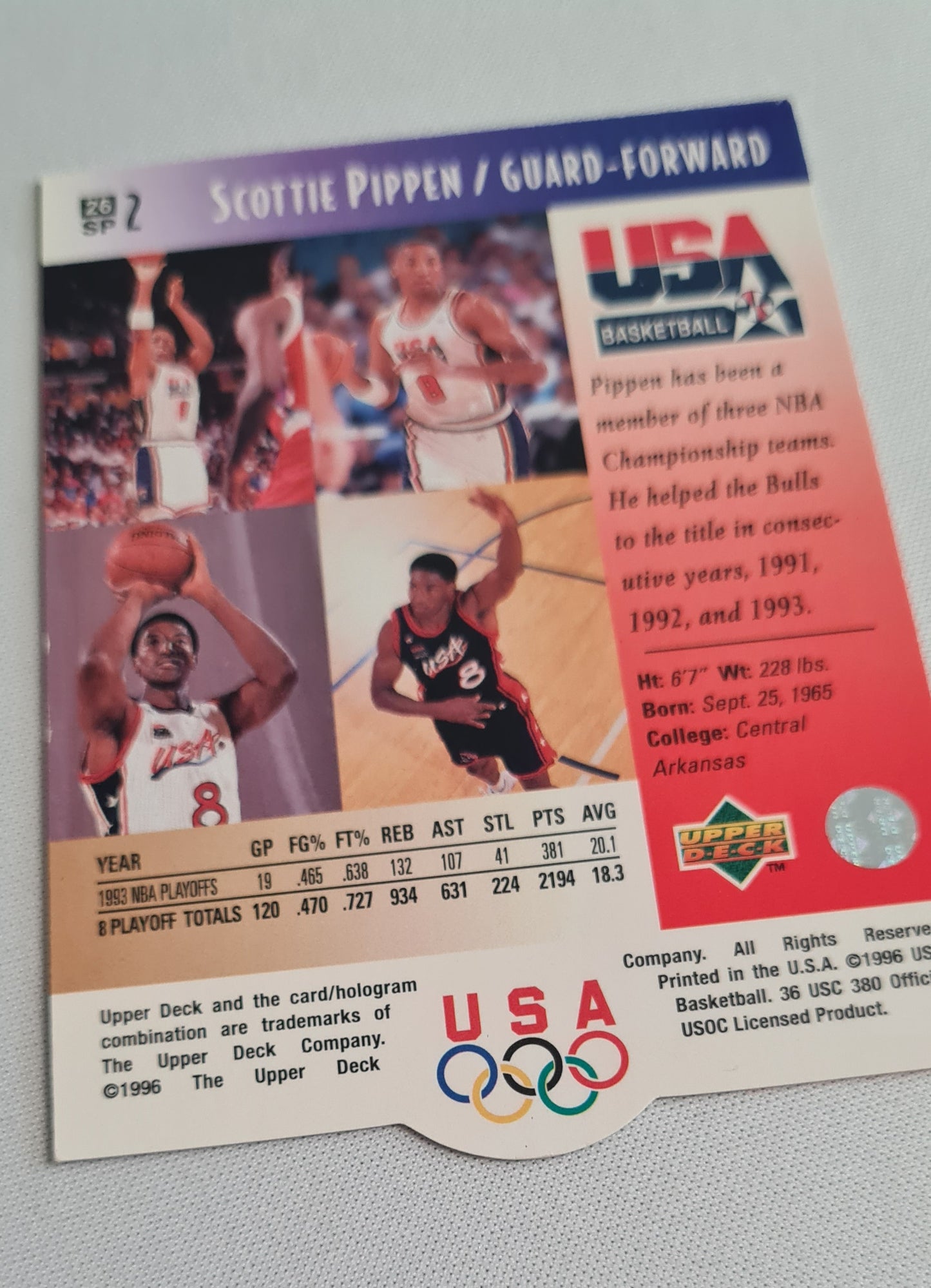 Scottie Pippen - 1996 Upper Deck USA Basketball #26 SP