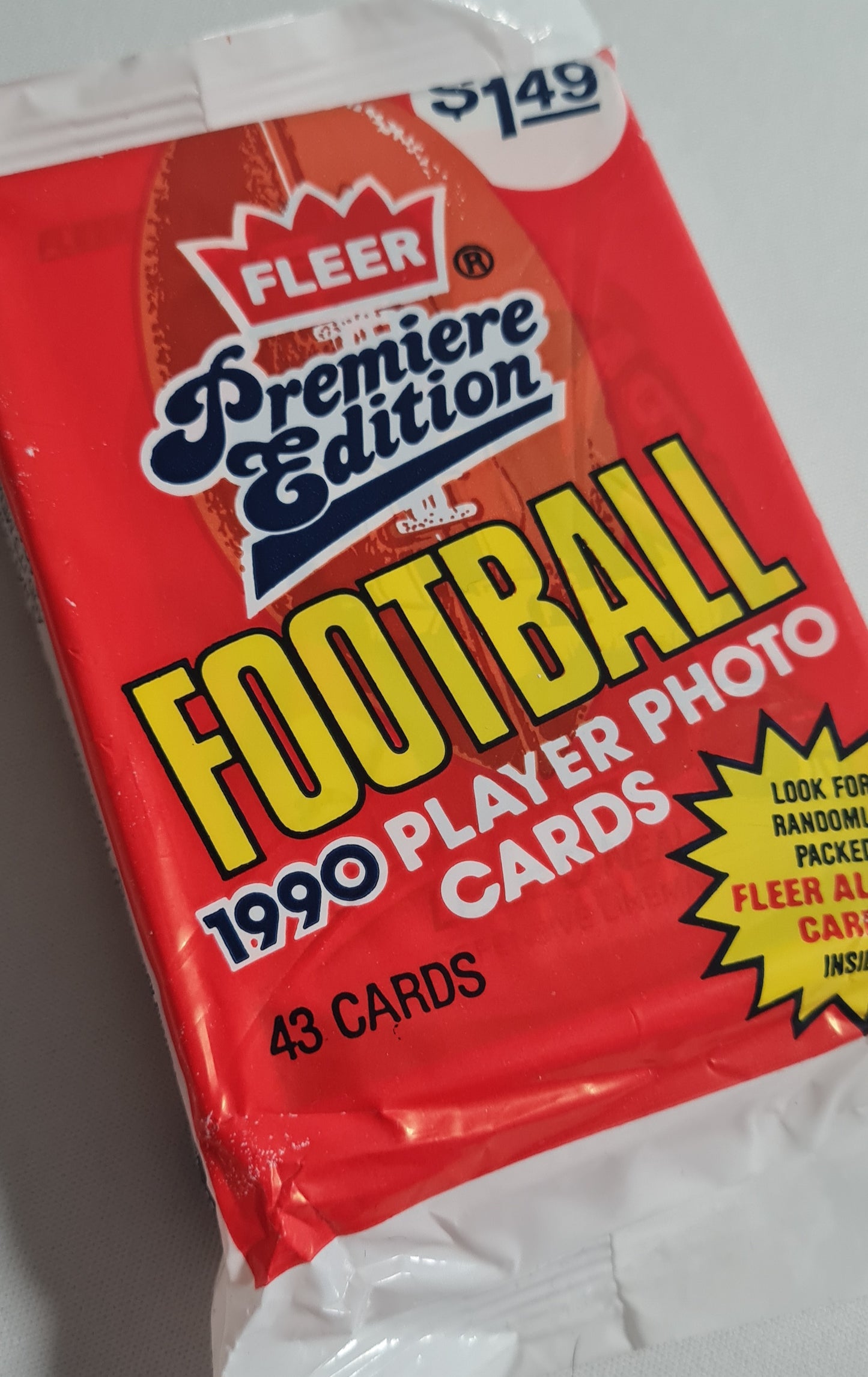 Football Cards (One Pack)- 1990 Fleer Premiere Edition Football Player Photo Cards 43 Card Pack Sealed
