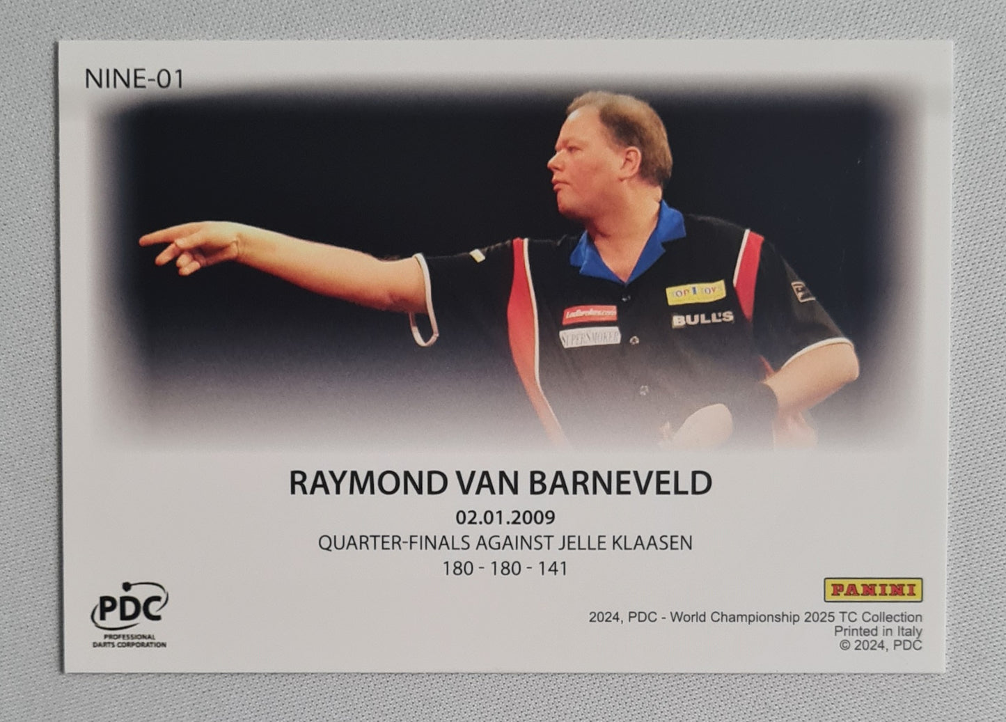 Raymond van Barneveld - 2024 Panini PDC World Championship Darts TC Collection "9 Dart Club" Netherlands #NINE-01