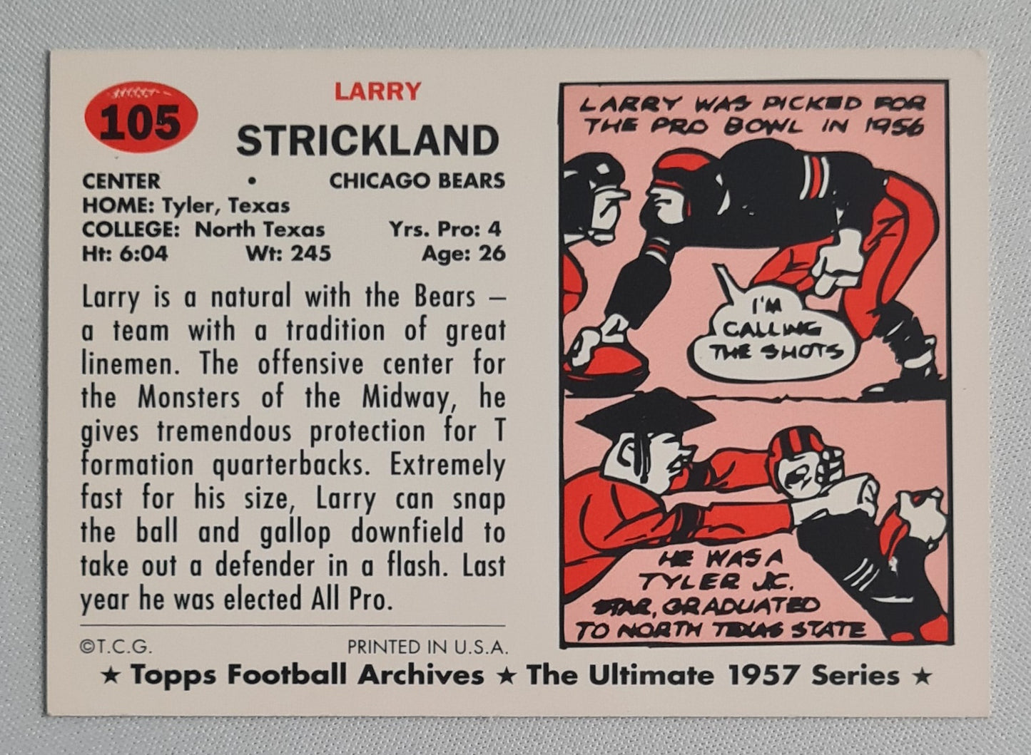 Larry Strickland - 1957 Topps Football Archives * The Ultimate 1957 Series #105