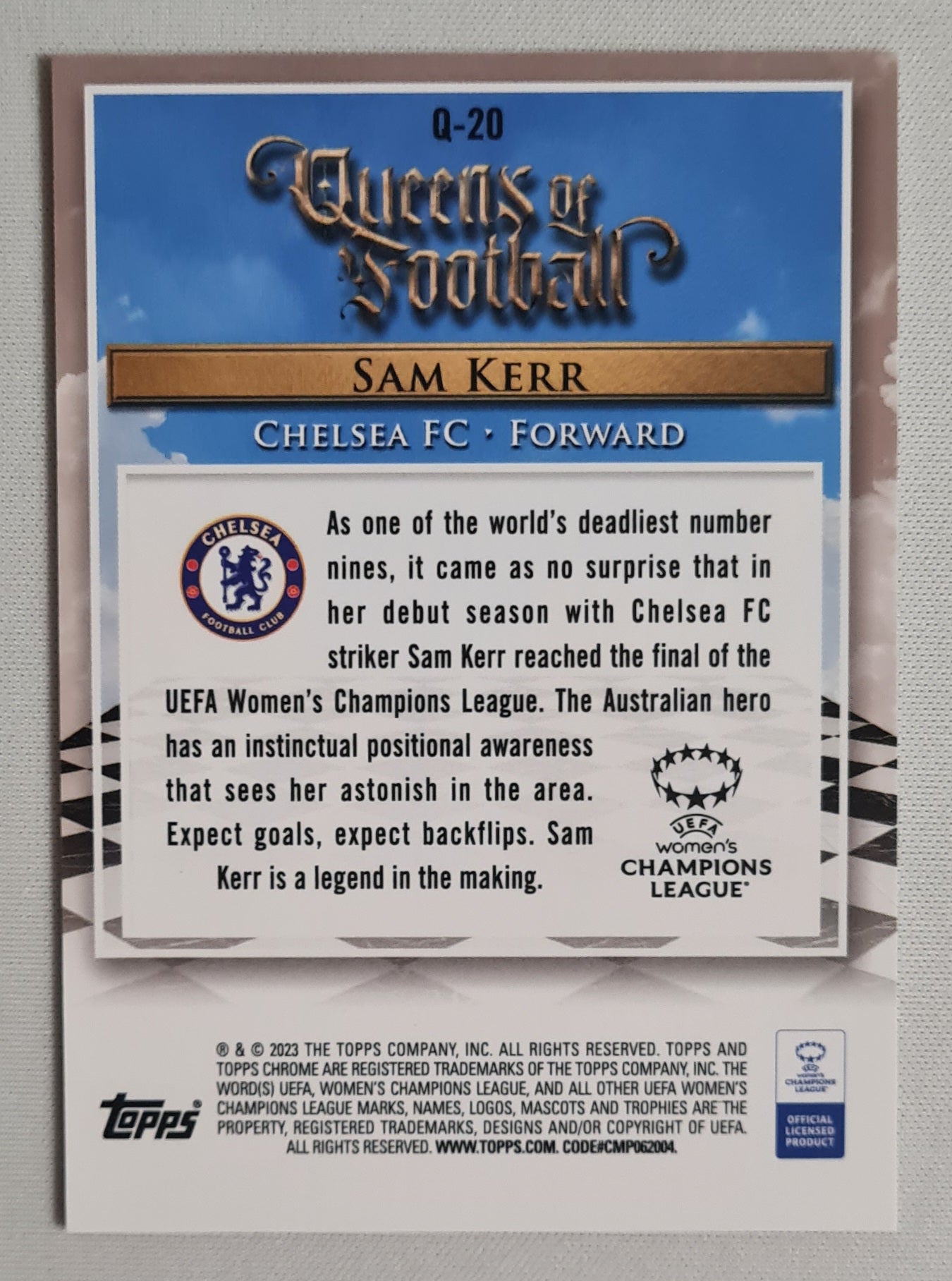 Sam Kerr - 2023 Topps Chrome - Queens of Football - Chelsea FC #20