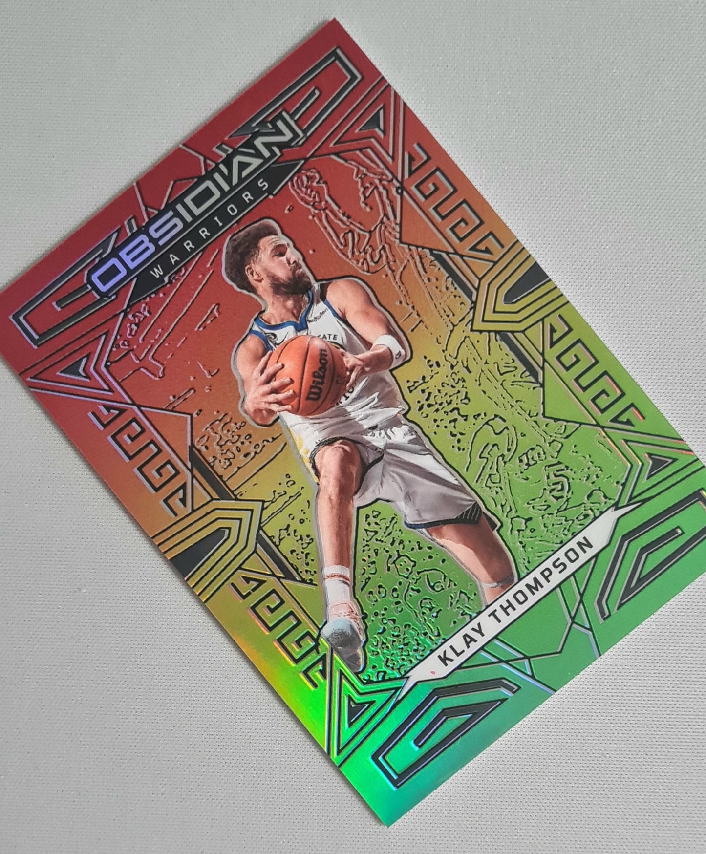 Klay Thompson - 2022/23 Panini Obsidian Basketball NBA Electric Etch Red Yellow & Green Flood #126 /75