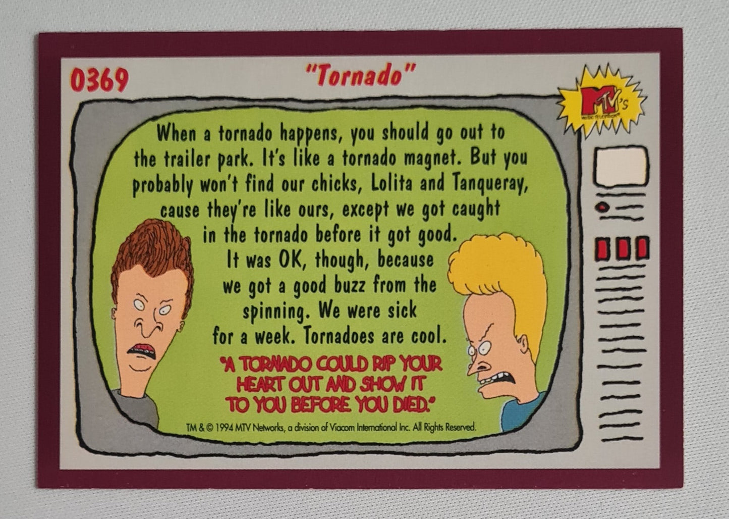 Beavis & Butthead - 1994 MTV Networks "Tornado" #0369