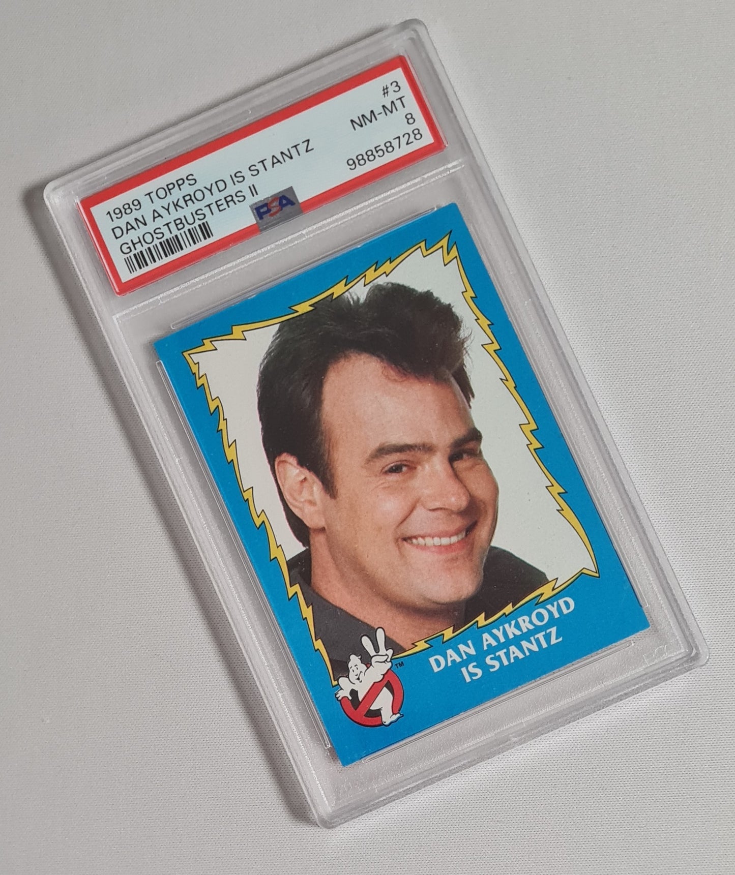 Ghostbusters II - 1989 Topps Featuring: Dan Aykroyd is Stantz #3 PSA 8 NM-MT
