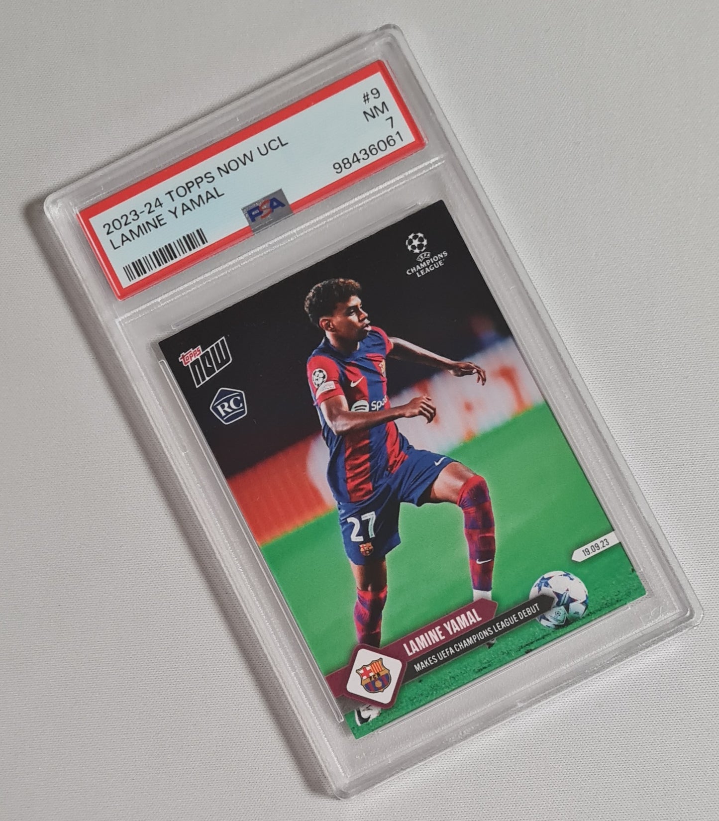 Lamine Yamal - 2023/24 Topps Now UCL (RC) FC Barcelona #9 PSA 7 NM