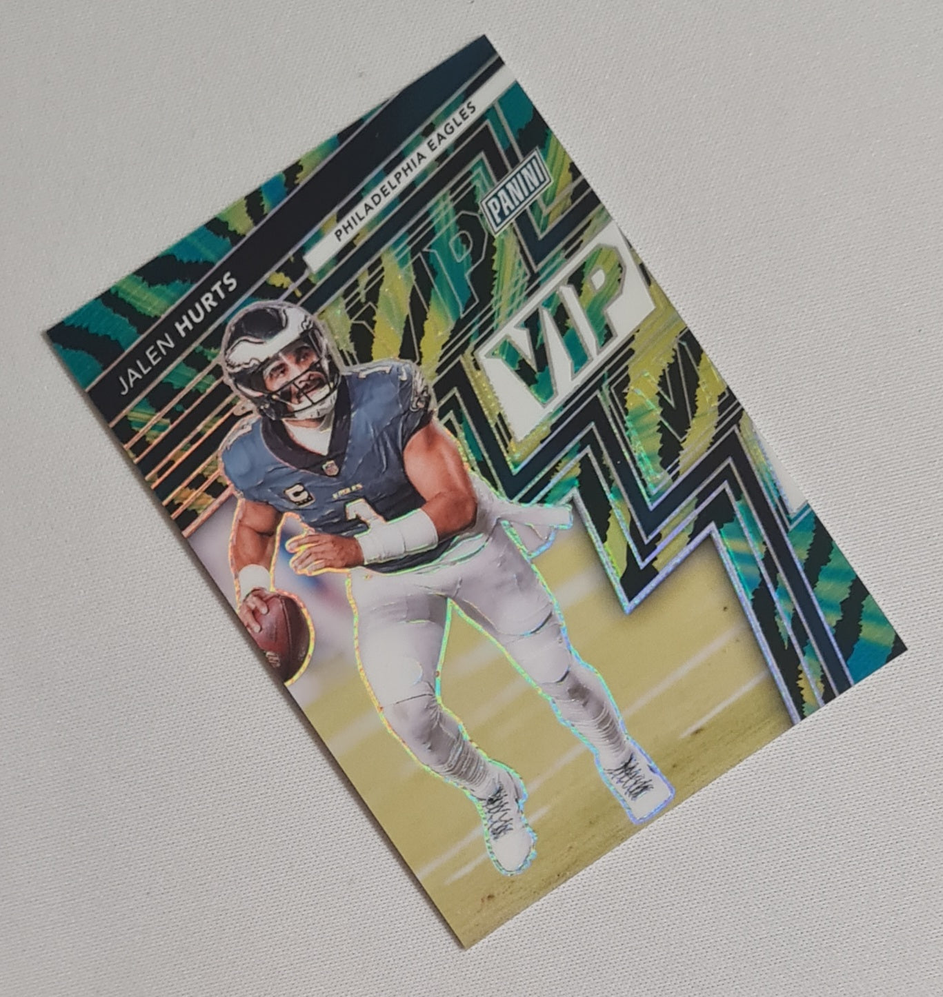 Jalen Hurts - 2025 Panini The National VIP Panini Philadelphia Eagles Prizm Football - Gold Pack Baja Tiger #31