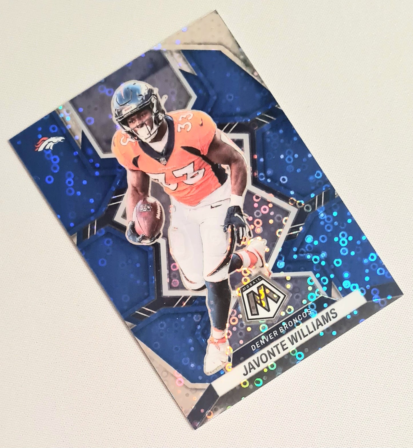 Javonte Williams - 2022 Panini Mosaic Football NFL Denver Broncos #61 Blue Disco Prizm /75