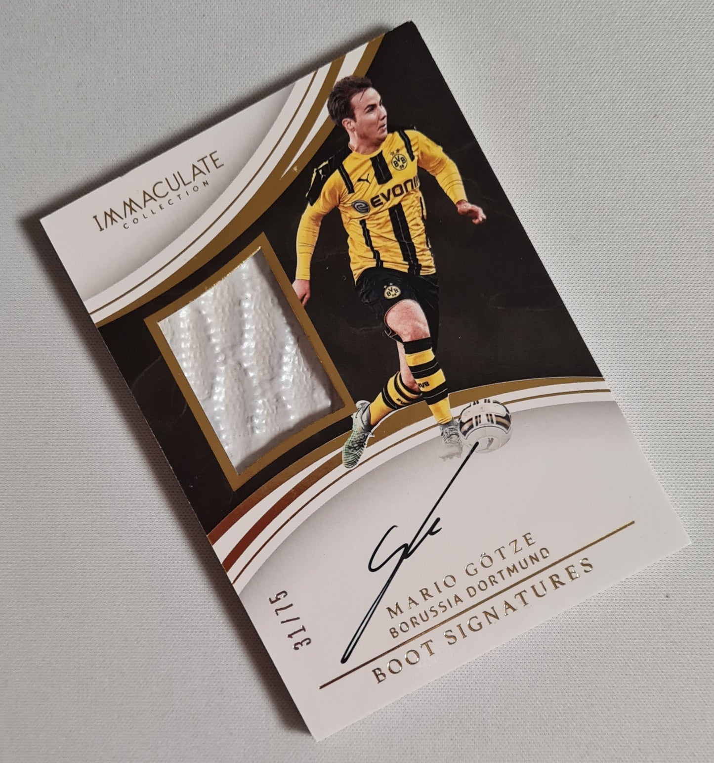 Mario Gotze - 2017 Panini Immaculate Collection Soccer - Boot Signatures - Borussia Dortmund #BS-MG /Boot Match Worn! /75 /On Card Auto Rare!