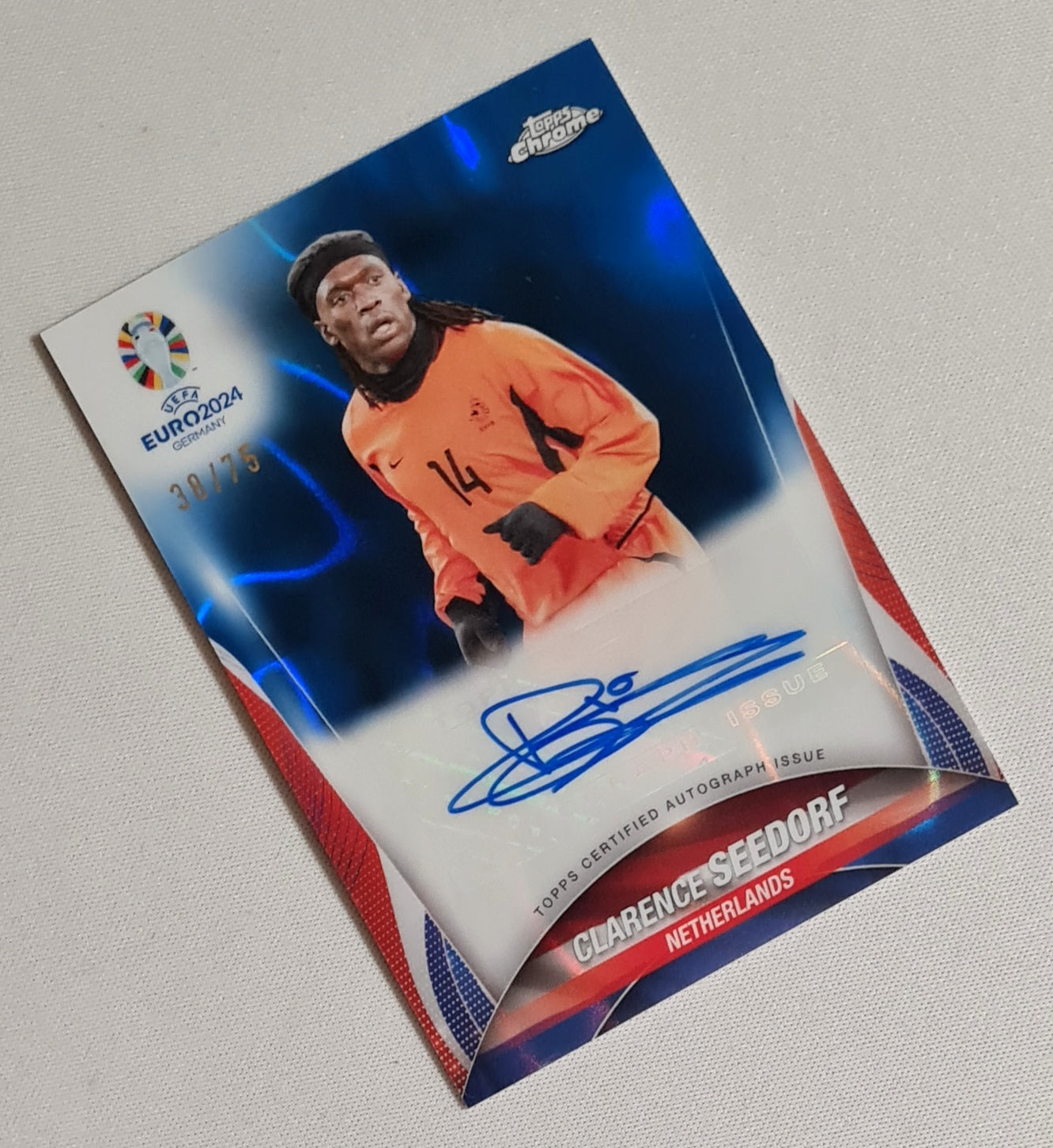 Clarence Seedorf - 2024 Topps Chrome UEFA Euro 2024 #CA-CS Blue Lava /75 Autograph