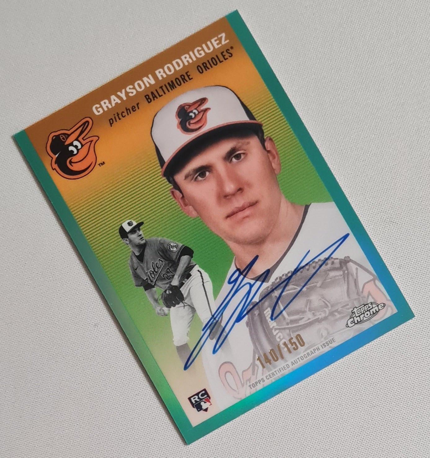 Grayson Rodriguez - 2023 Topps Baseball Baltimore Orioles ##CPA-GR Green Refractor /150 on card Auto