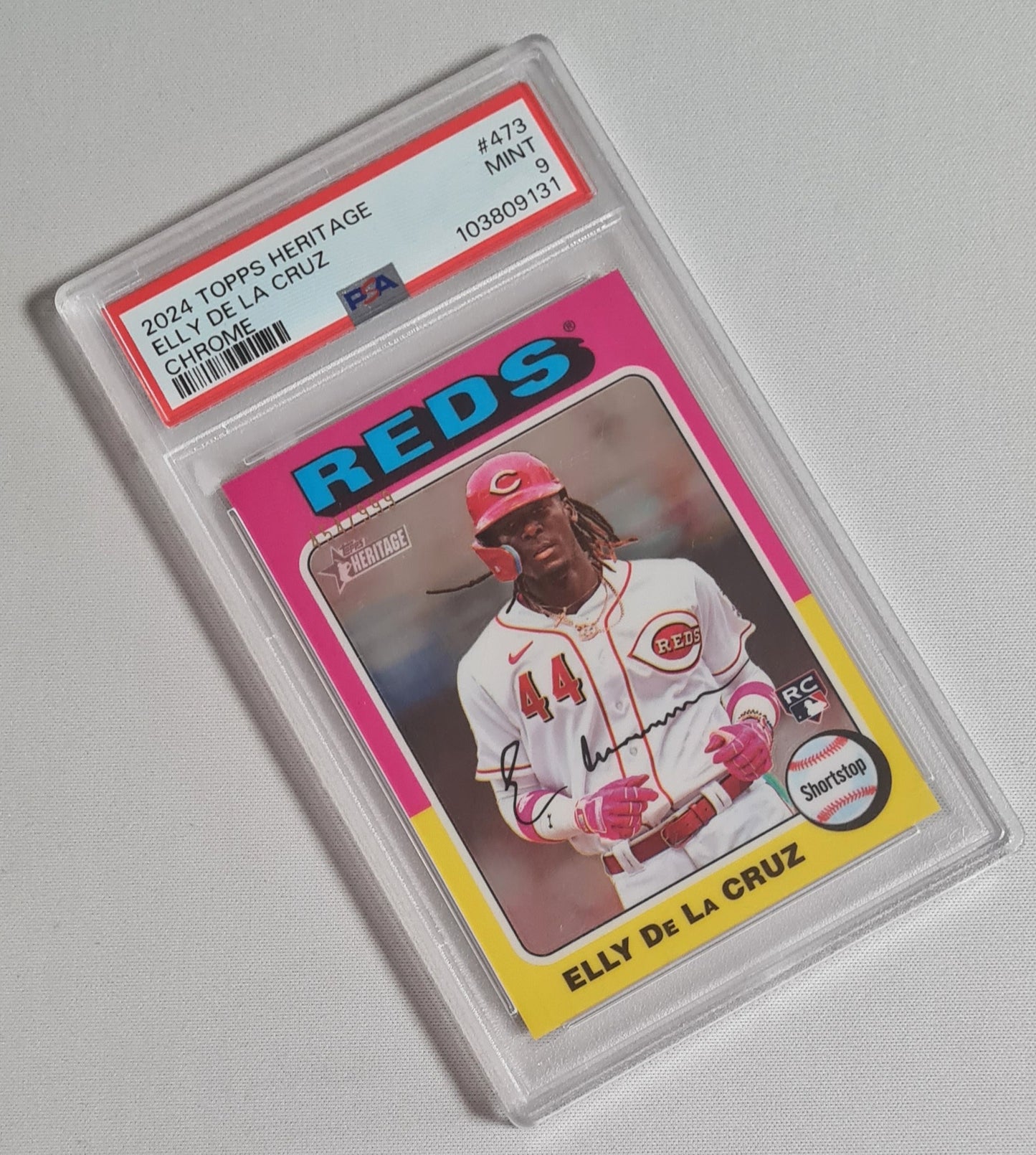 Elly De La Cruz - 2024 Topps Heritage Chrome MLB Reds (RC) #473 PSA 9 MINT