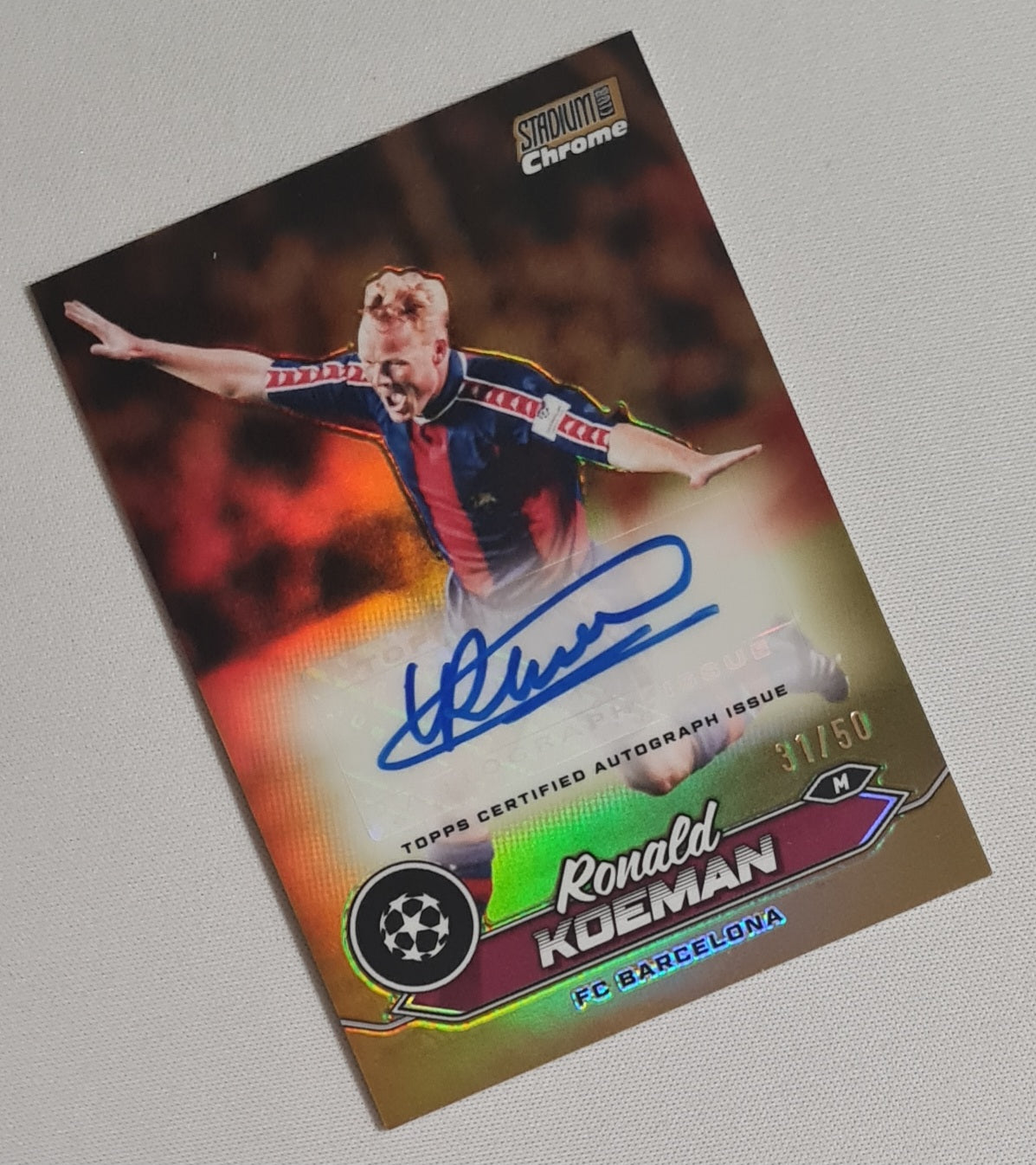 Ronald Koeman - 2024 Topps Stadium Chrome FC Barcelona #CA-RK Gold /50 /Autograph