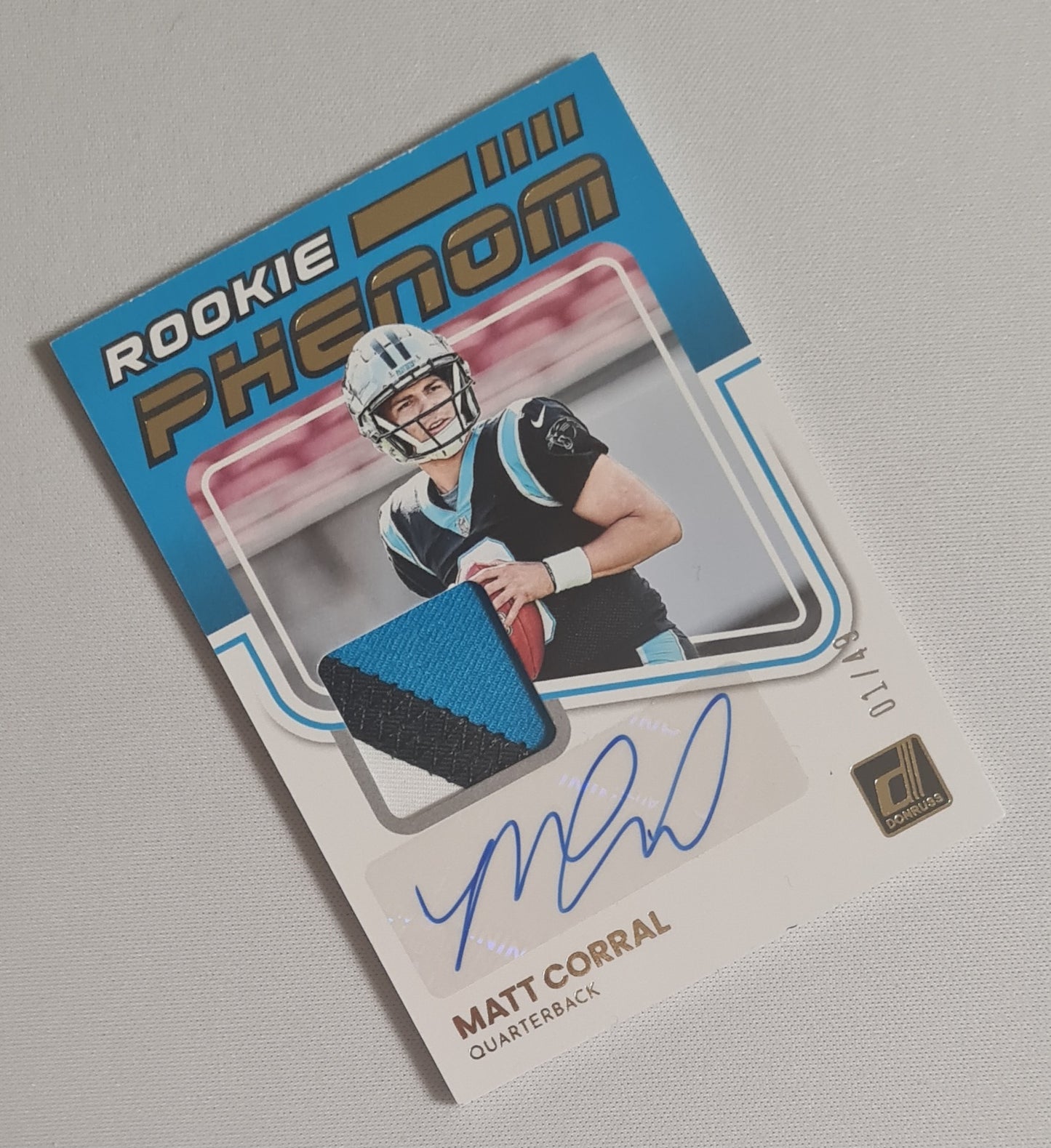 Matt Corral - 2022 Panini Donruss Football NFL Panthers #RPA-2/ Patch /49 / Auto