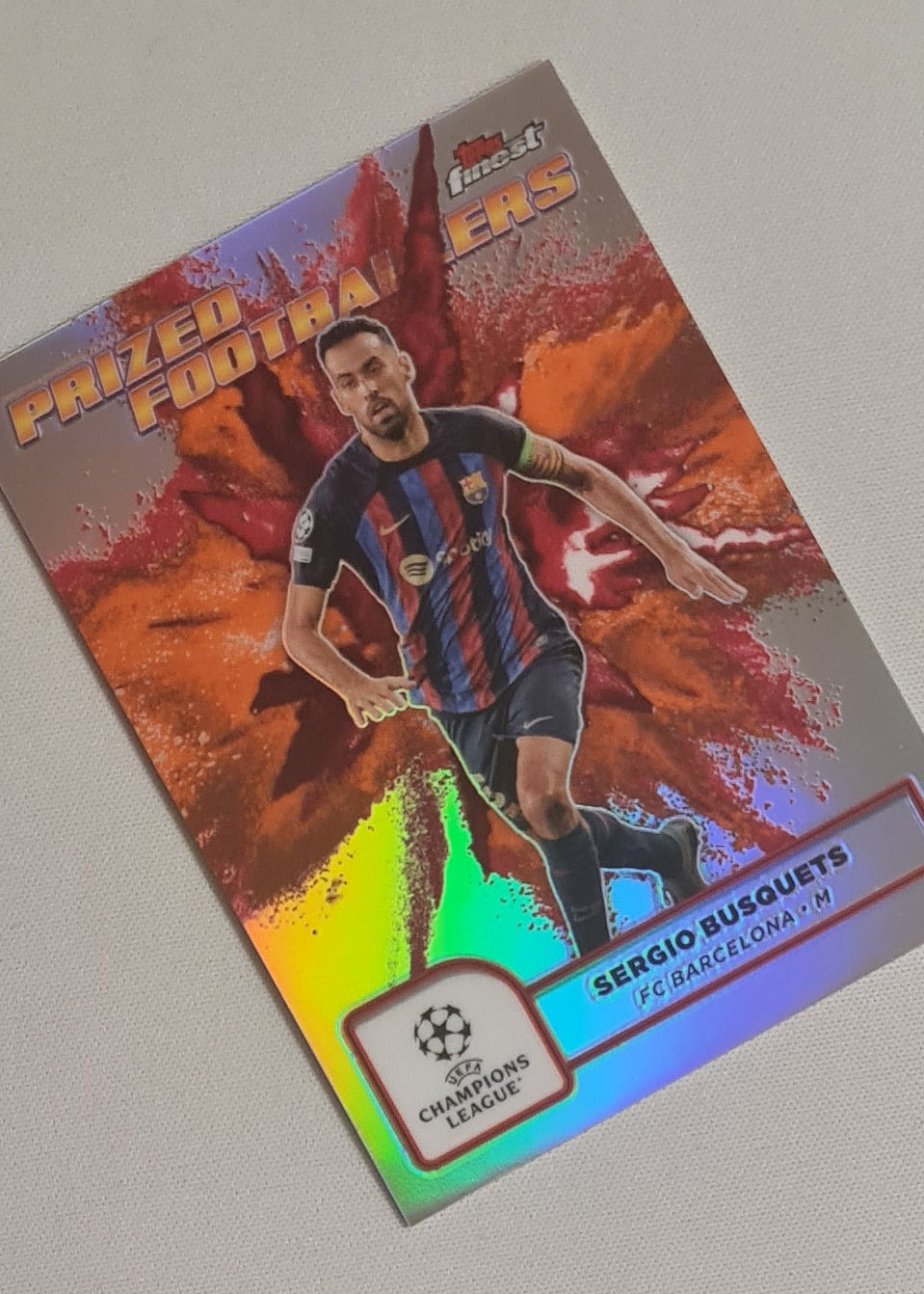 Sergio Busquets - 2025 Topps Finest Prized Footballers FC Barcelona #PFF-15 Orange/Red Fusion