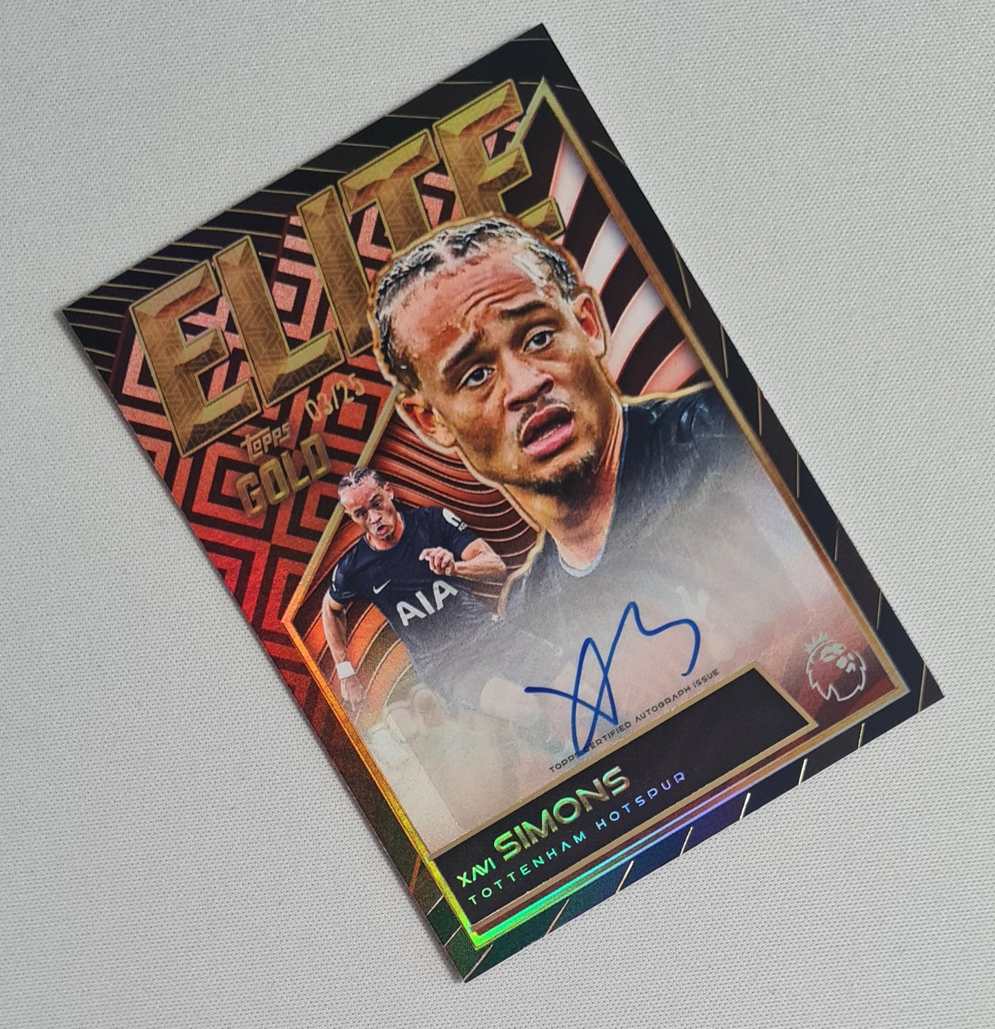 Xavi Simons - 2025 Topps Gold Premier League Tottenham Hotspur ELITE /25 /Autograph