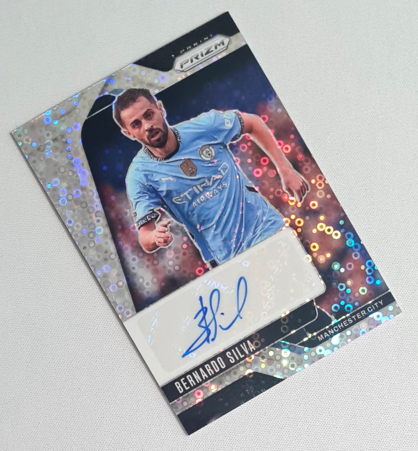 Bernardo Silva - 2024/25 Panini Prizm Premier League Soccer Manchester City #S-BS Disco Refractor /Auto
