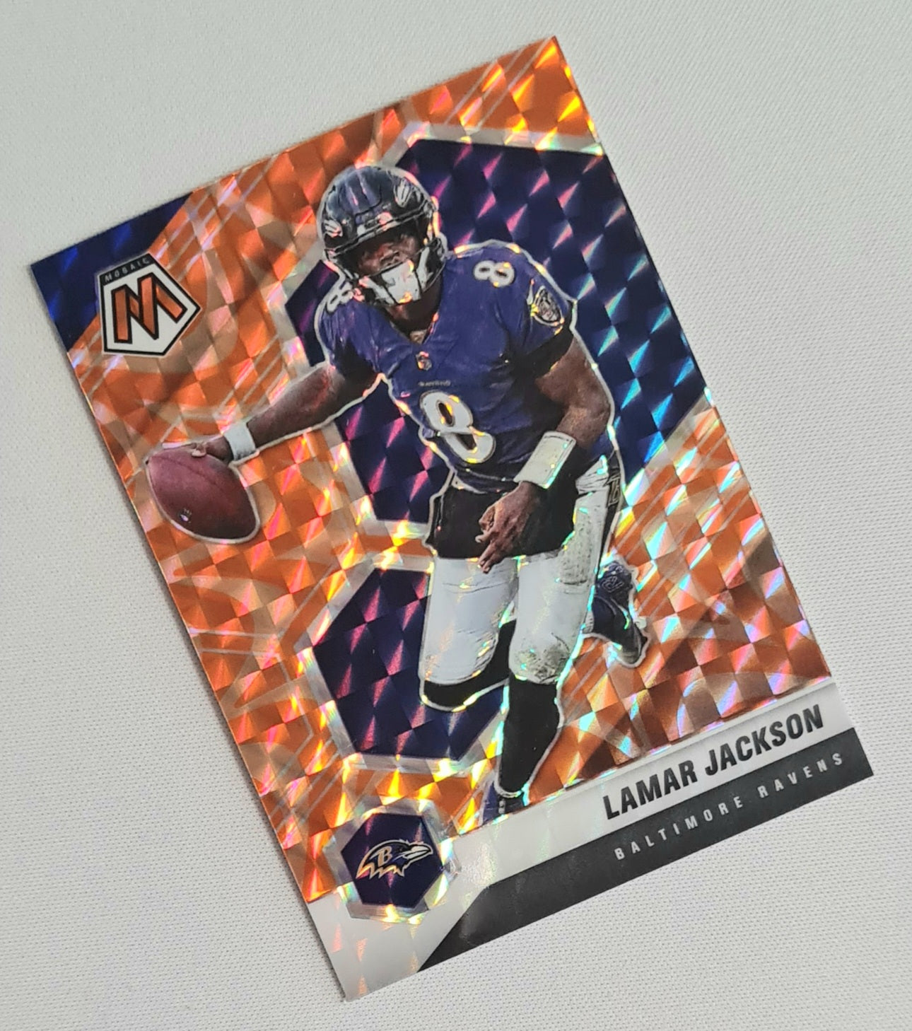 Lamar Jackson - 2021 Panini Mosaic Football NFL Baltimore Ravens #19 Orange Flourescent