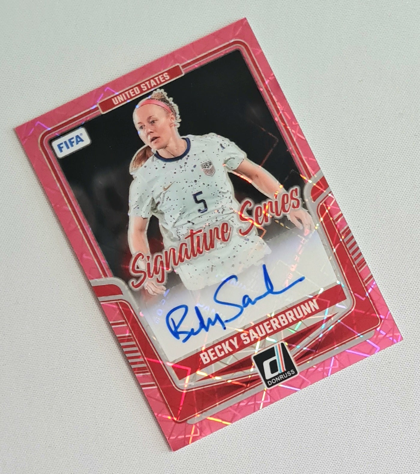 Becky Sauerbrunn - 2024 Panini Donruss Soccer Team USA Signature Series #SS-BS Pink Prizm /Autograph