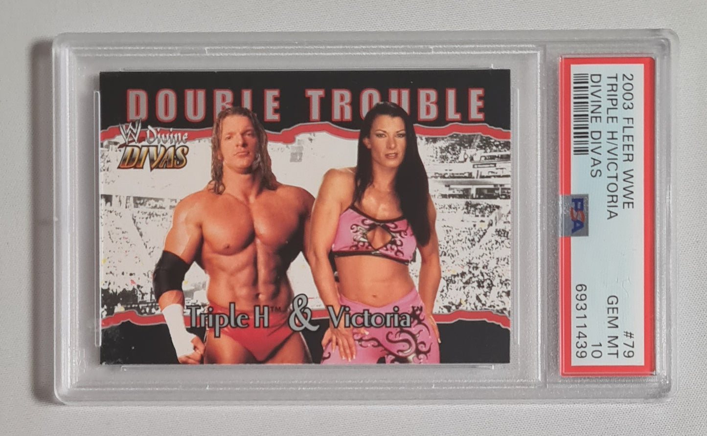 Triple H & Victoria - 2003 Fleer WWE Wrestling Divine Divas - Double Trouble - #79 PSA 10 GEM MINT