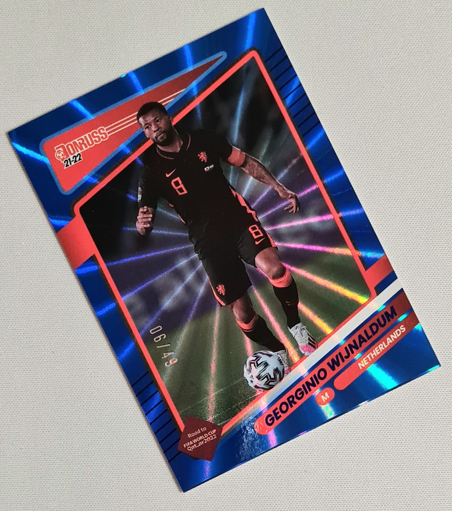 Georginio Wijnaldum - 2021/22 Panini Donruss Soccer KNVB Road to World Cup Qatar 2022 #99 Holo Blue Laser /49