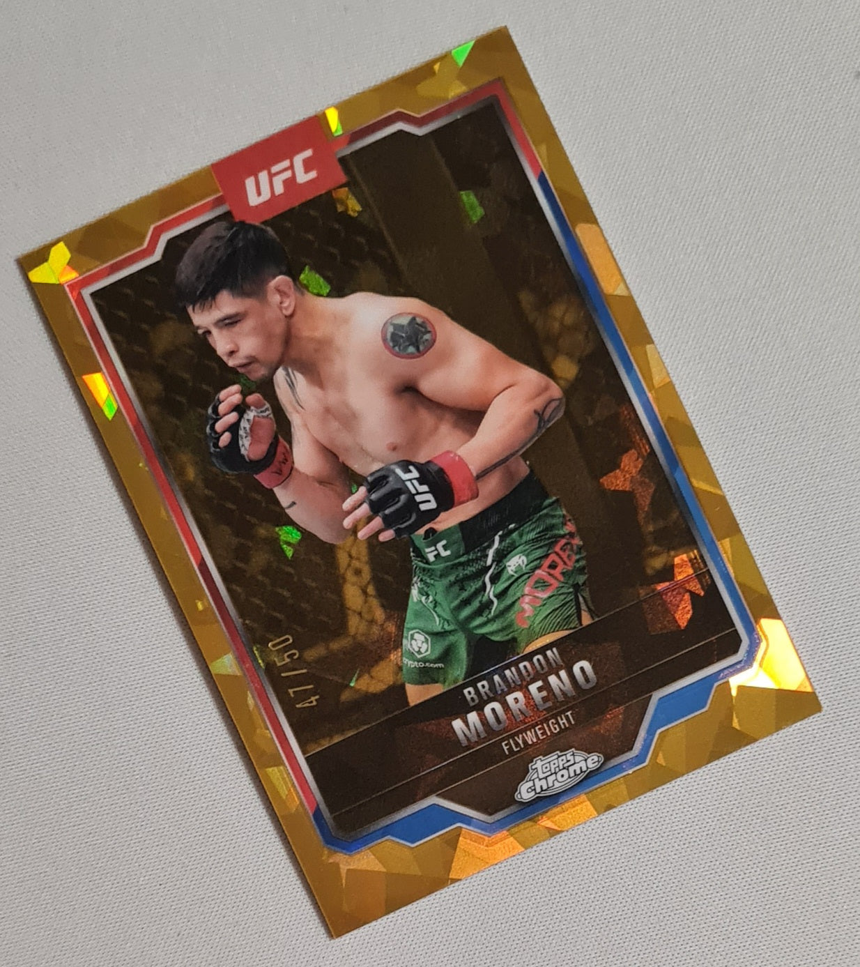 Bradon Moreno - 2025 Topps Chrome UFC Fighter Flyweight #46 Gold Cracked Ice /50